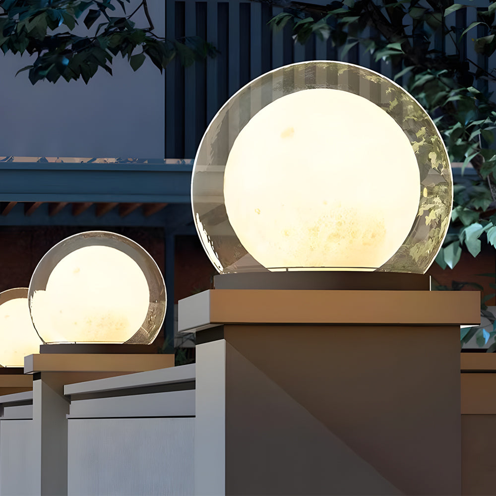Solar Bubble Lunar Post Light Waterproof Globe Outdoor