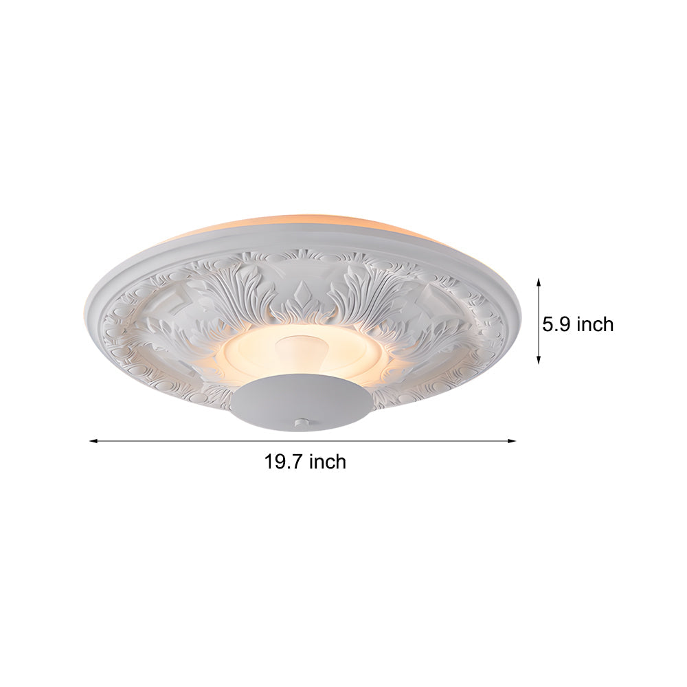 19.7-inch Round Gypsum Relief Dimmable LED Flush Mount