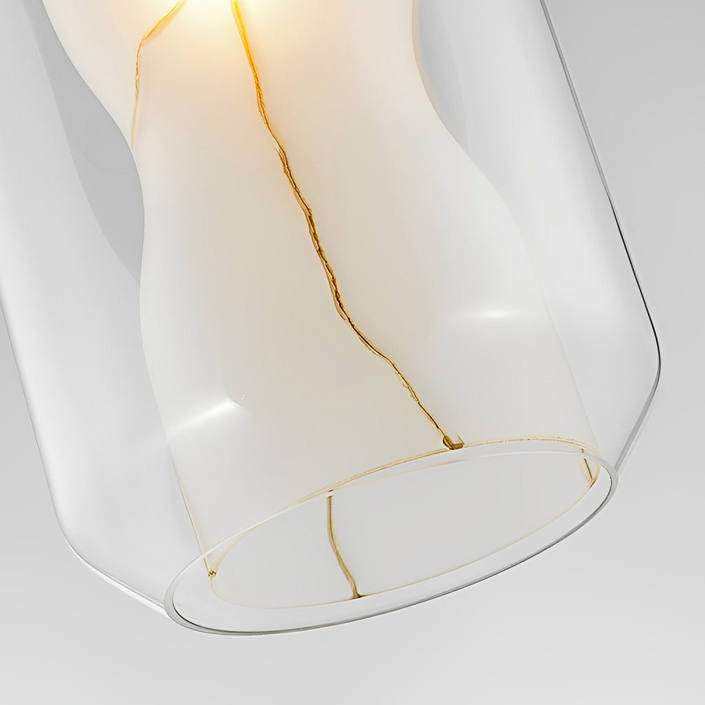 Double Glass Lampshade Metal Post-Modern Chandelier