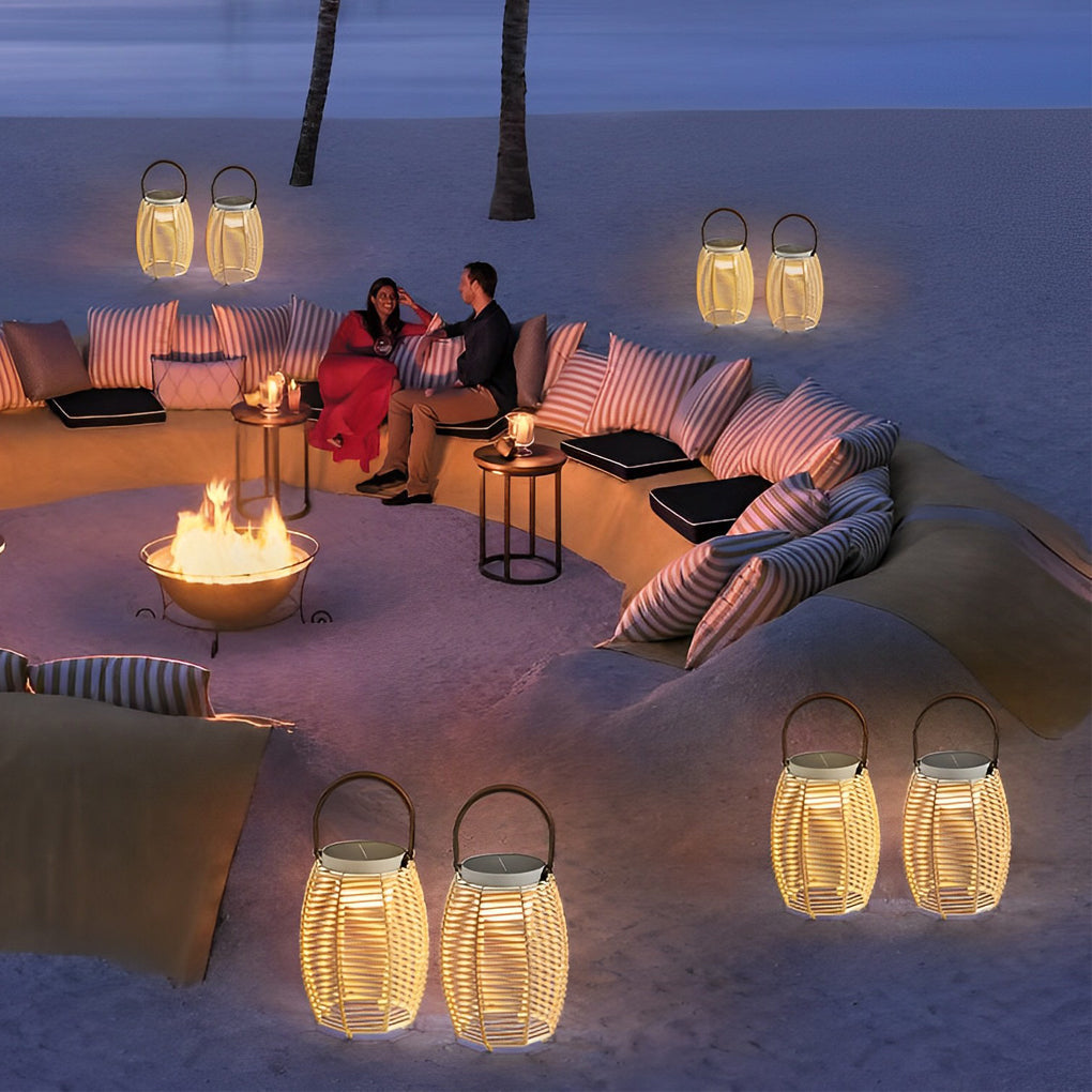 Portable Rattan LED Waterproof Solar Powered Floor Lamp