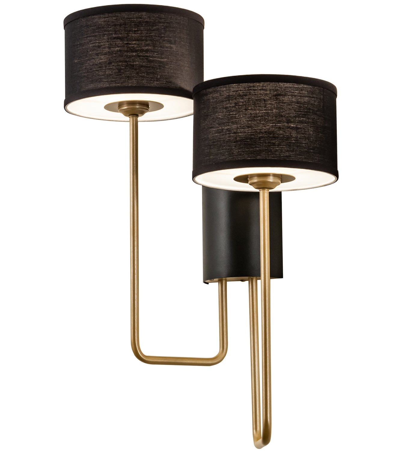 Cilindro Duet 2-Light 25.00" Textured Black/Champagne Metallic LED Wall Sconce front view