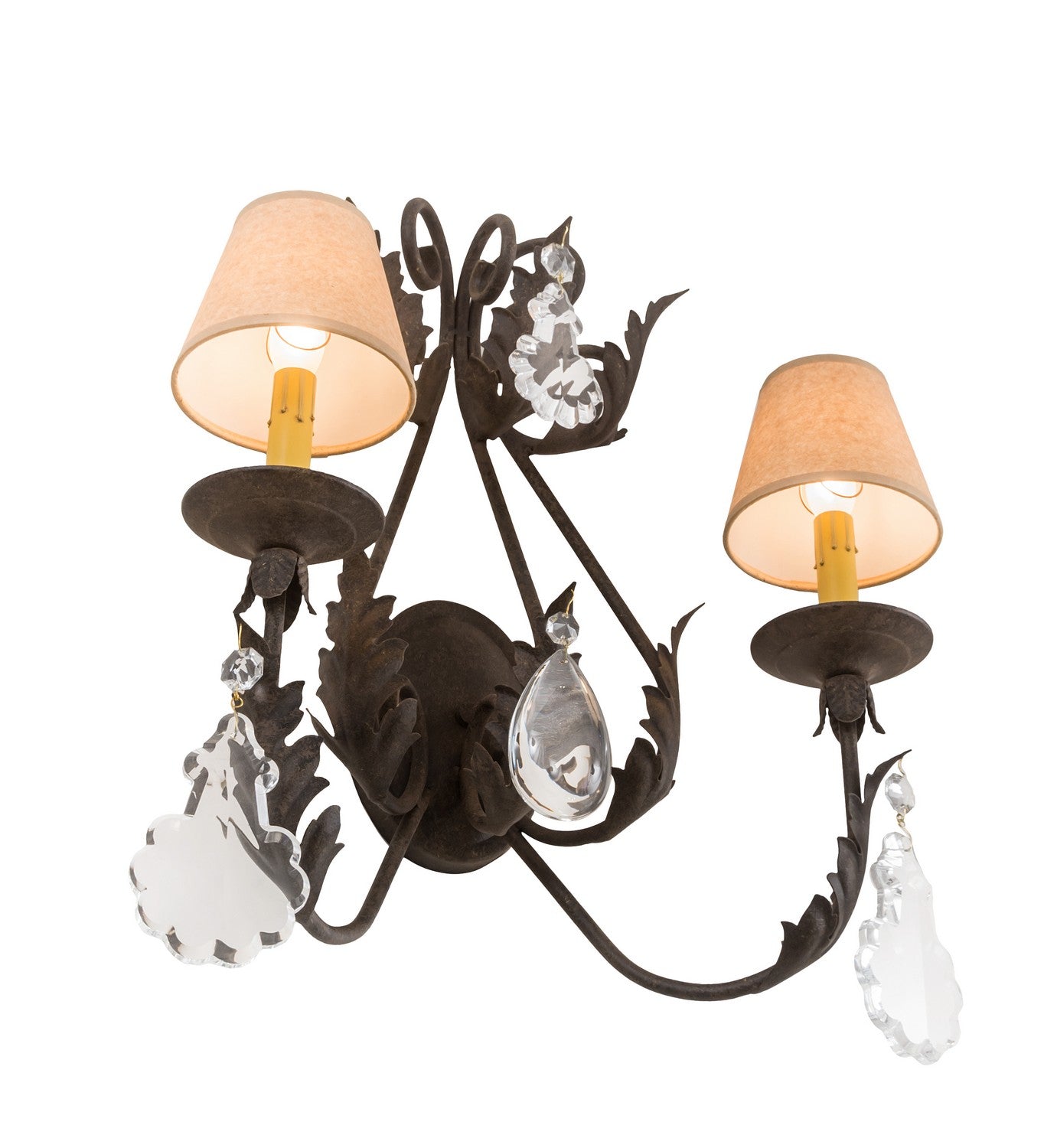 French Elegance 2-Light 22.00" Brass Tint LED Wall Sconce detail view 4