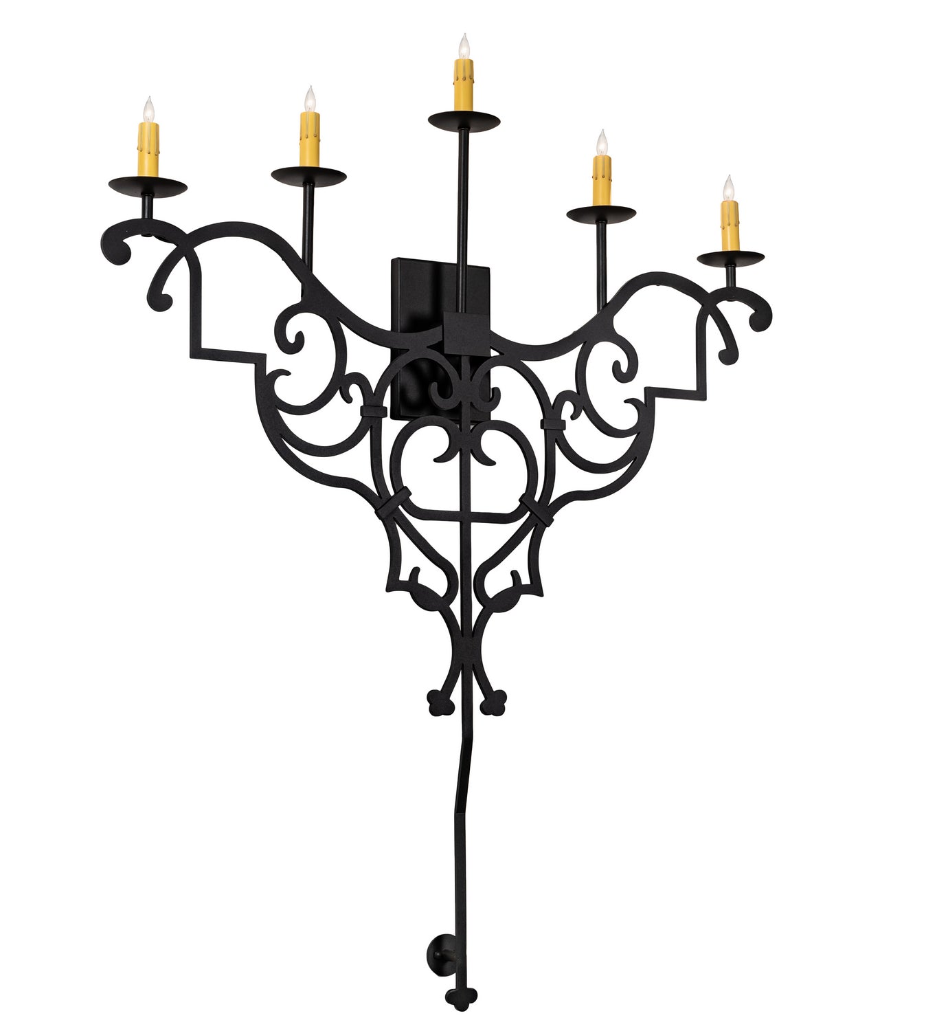Fleur De Lys 5-Light 45.00" Old Wrought Iron LED Wall Sconce front view