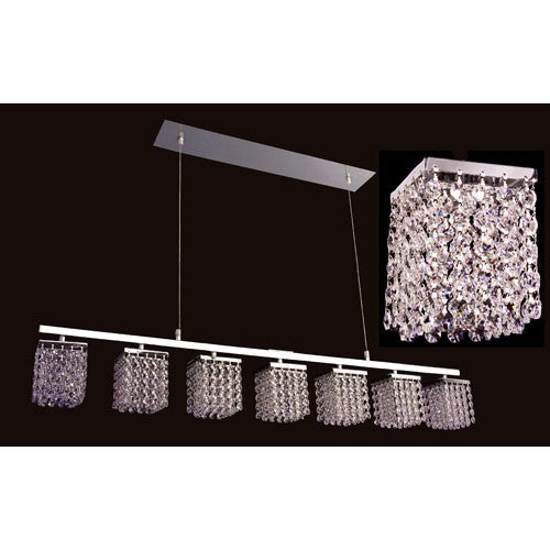 Bedazzle Chrome Seven-Light Pendant with Crystal