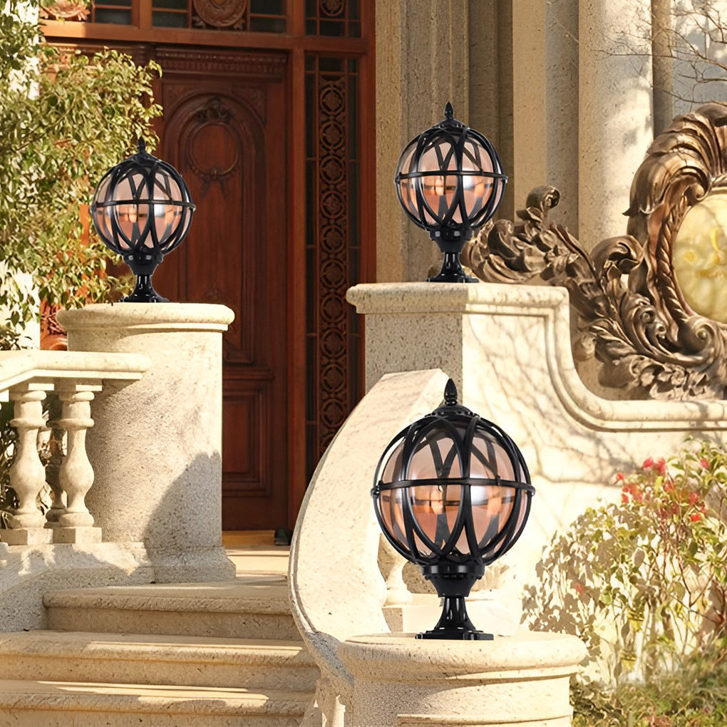 Round Glass E26 Waterproof European Post Caps Lights