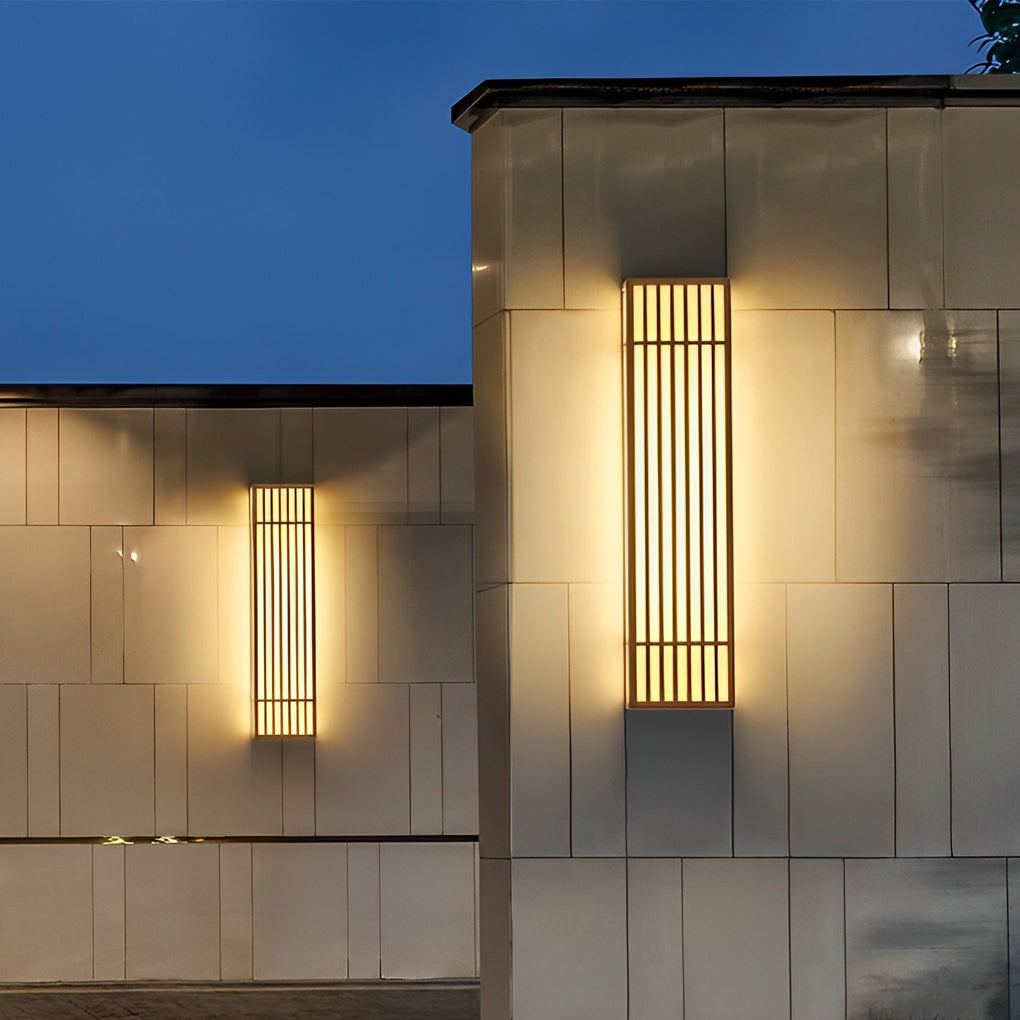 Retro Vertical Stripe Grid LED Waterproof Brown Exterior Wall Light, Outdoor Wall Light, detail 7