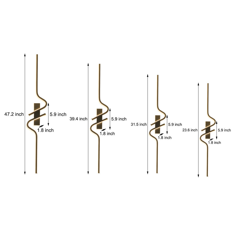 Clean-Lined Long Wave Aluminum Black Decorative LED Wall Light, Hardwired Wall Sconce, detail 8