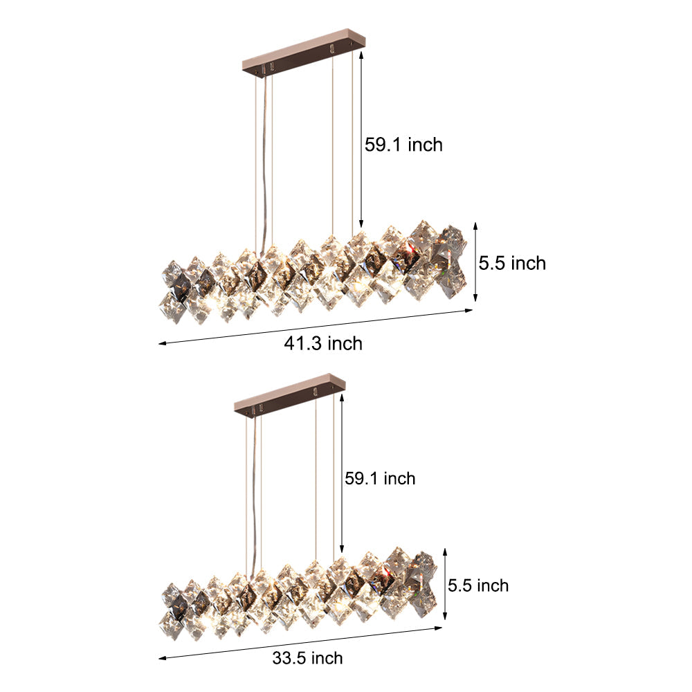 Round Long 3 Step Dimming Crystal Chandelier Dining