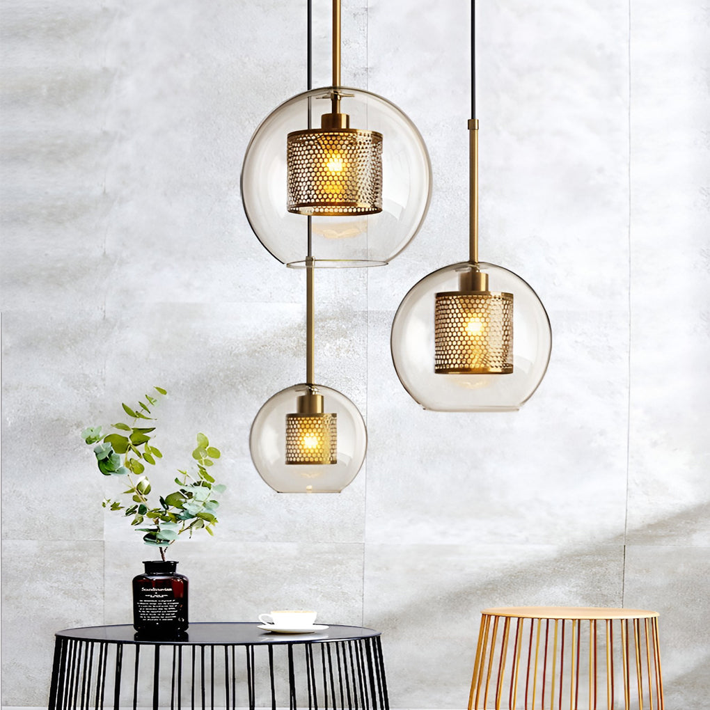 Minimalist Round Glass LED Industrial Light Chandelier