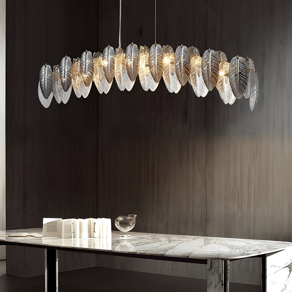 Romantic Feathers Glass Three Step Dimming Chandelier