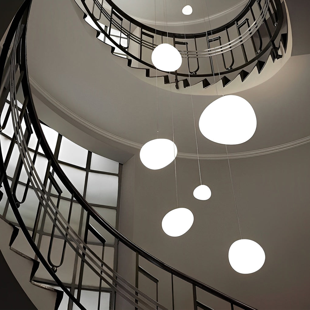 Glass Round Ball LED White Chandelier
