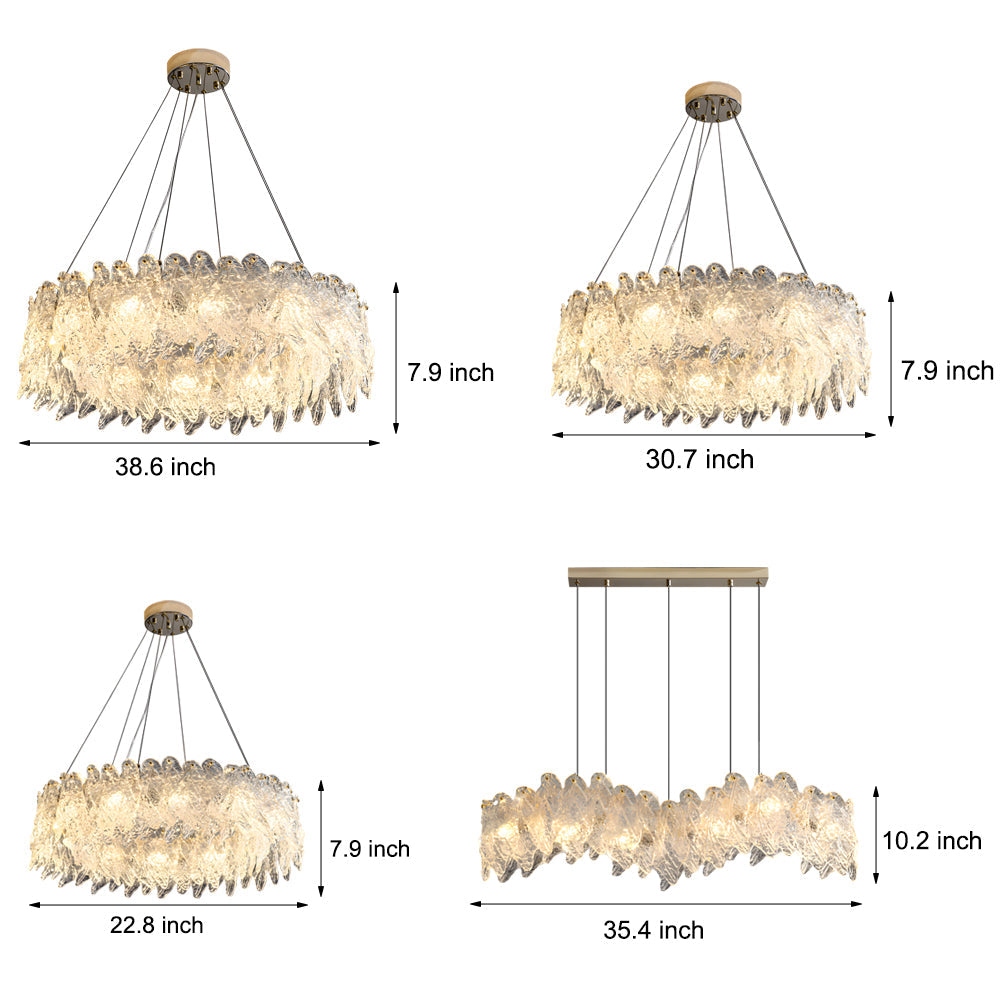 Handmade Leaf Glass Round 3 Step Dimming Chandelier