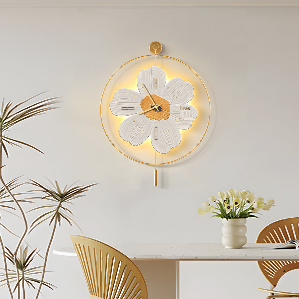 Round Metal Battery Operated LED Flower Wall Sconce
