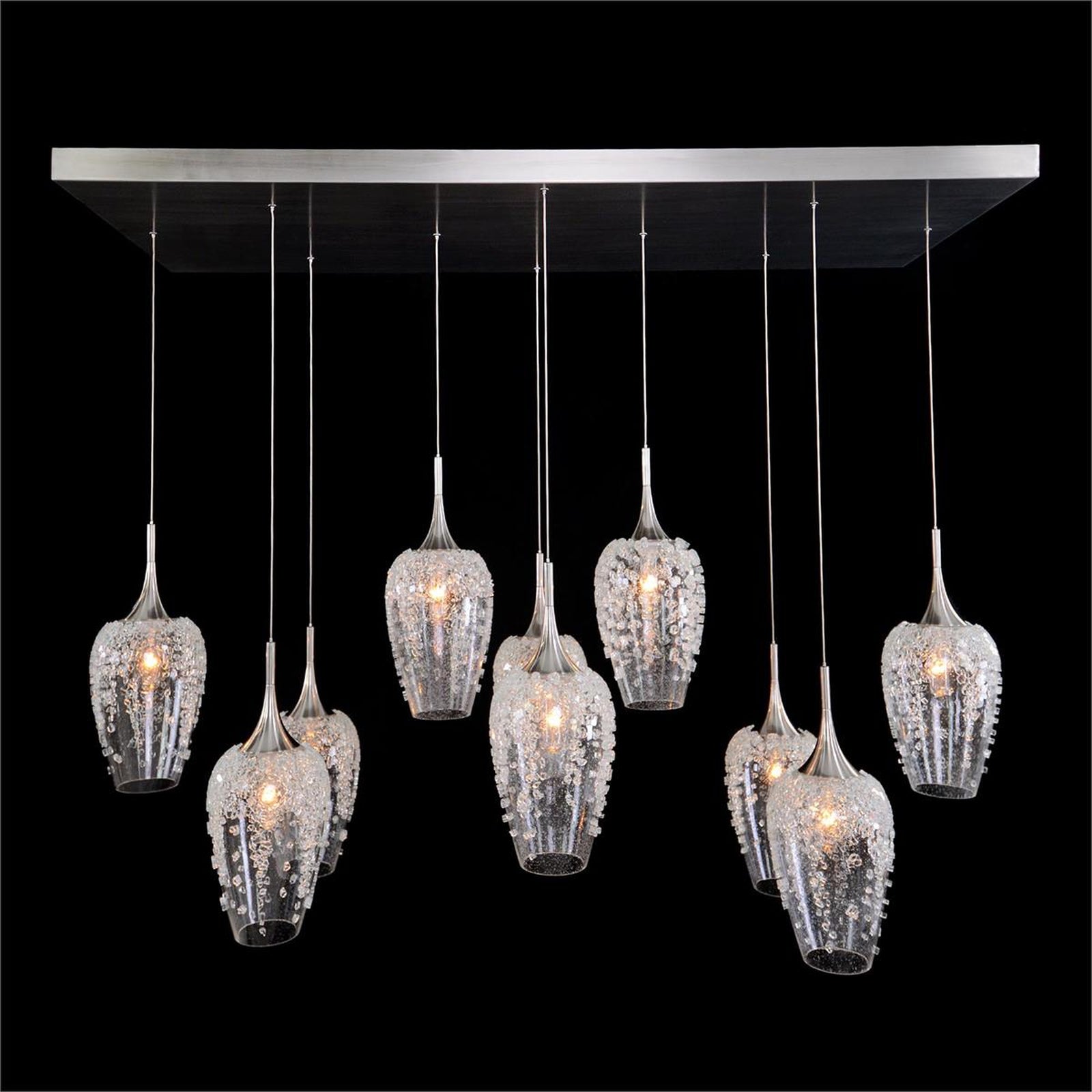 Aureo Ten-Light Horizontal Glass Chandelier