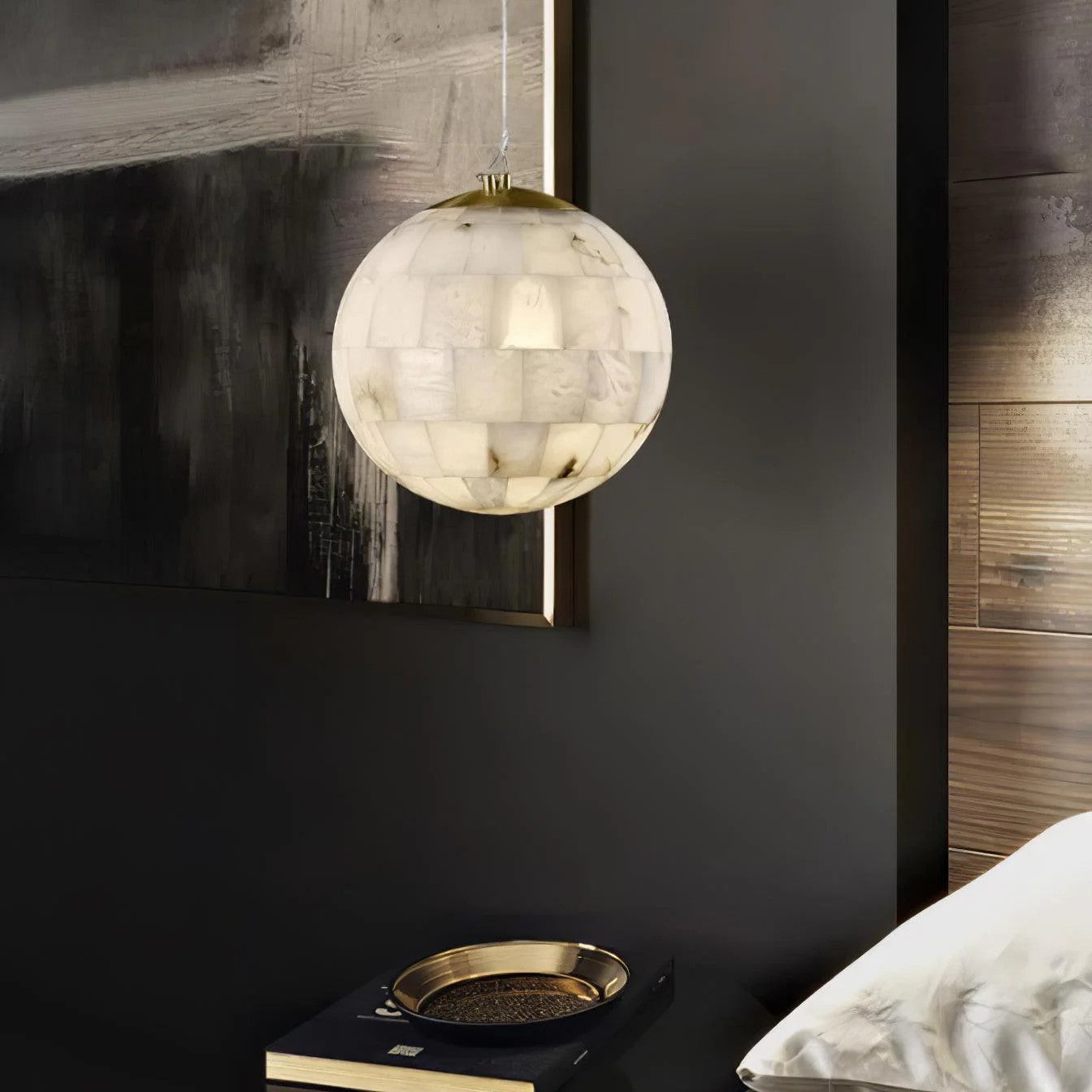 Alabaster Ball Pendant Light 11
