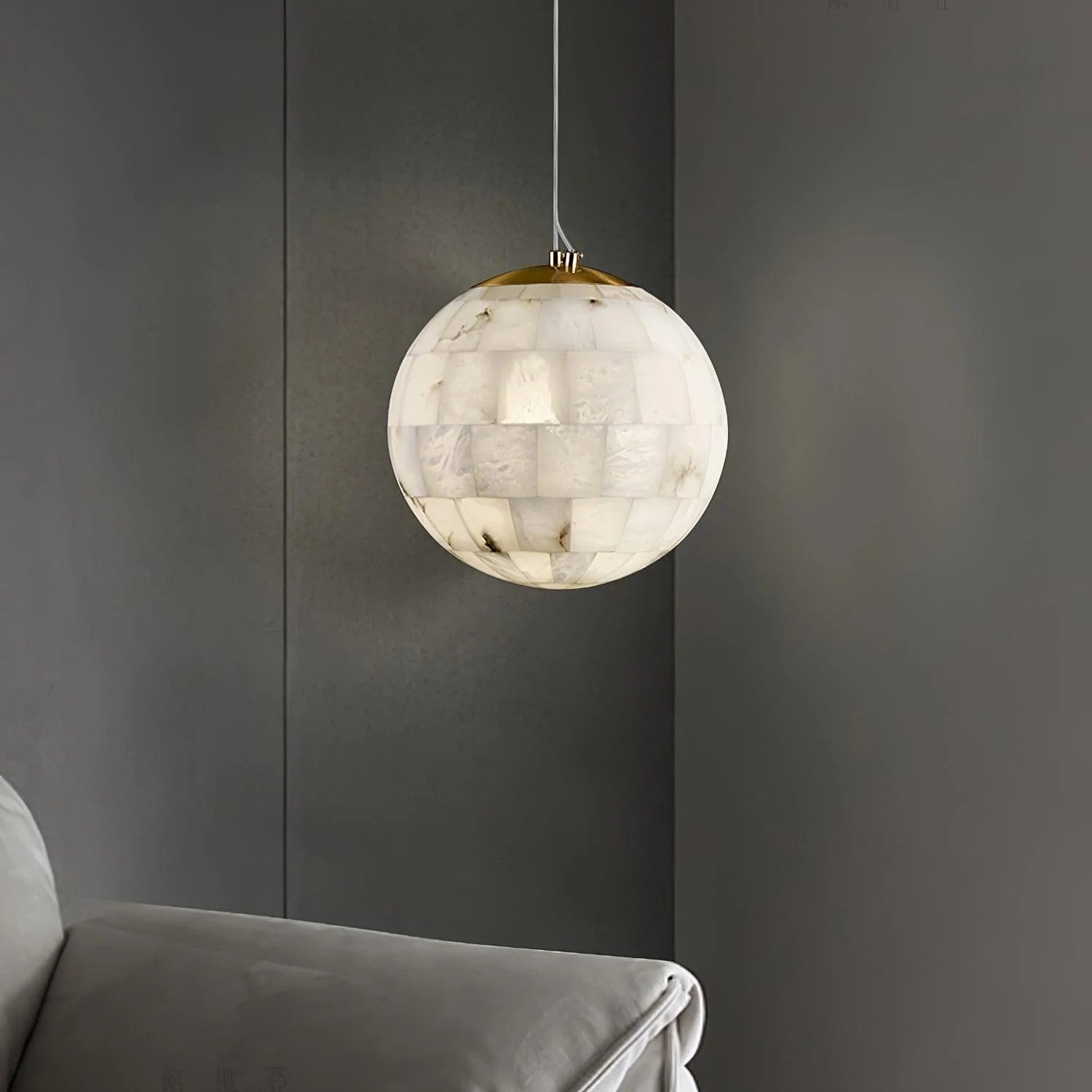 Alabaster Ball Pendant Light 11