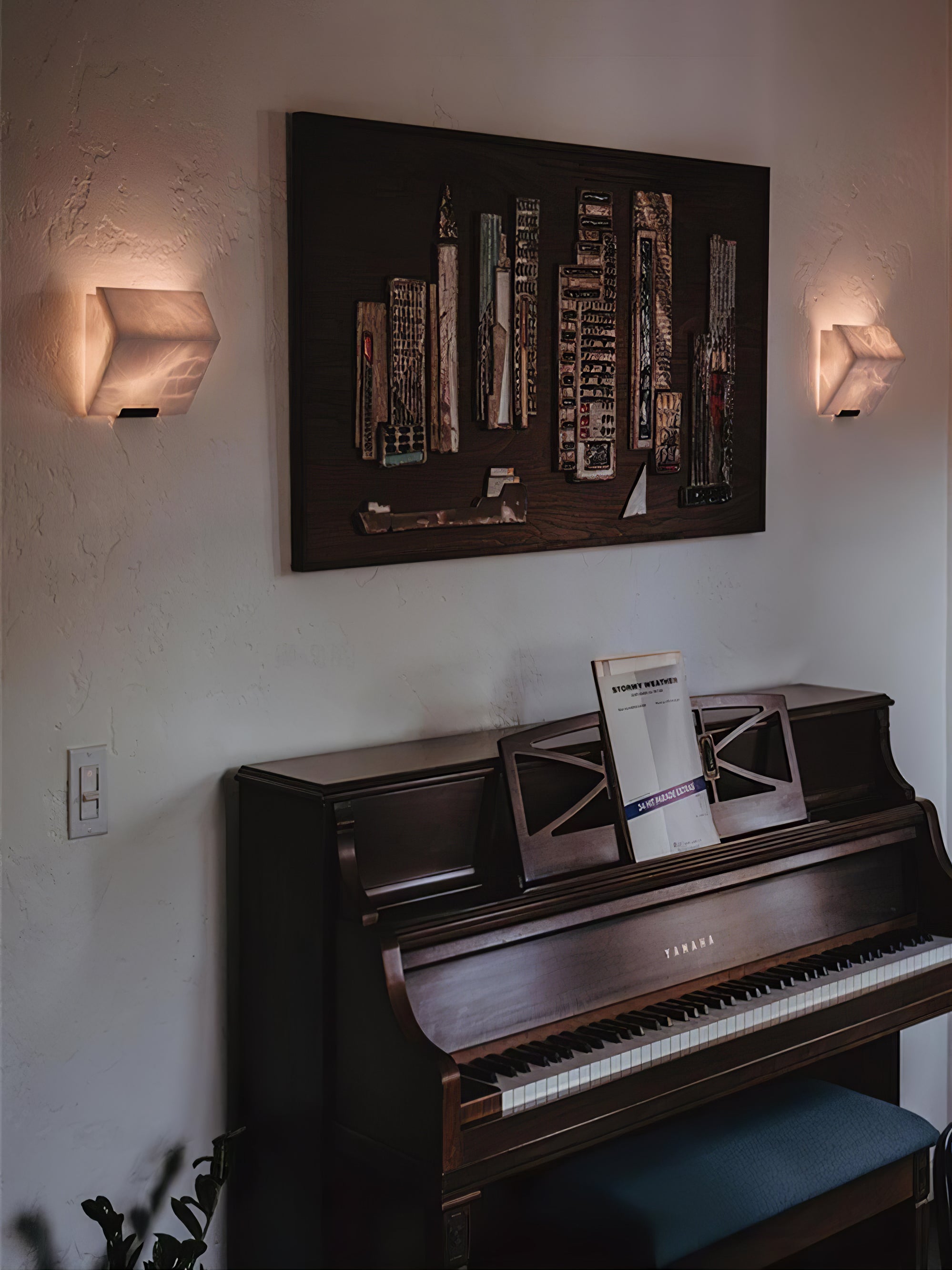 Alabaster Staircase Wall Light, Hardwired Wall Sconce, detail 30