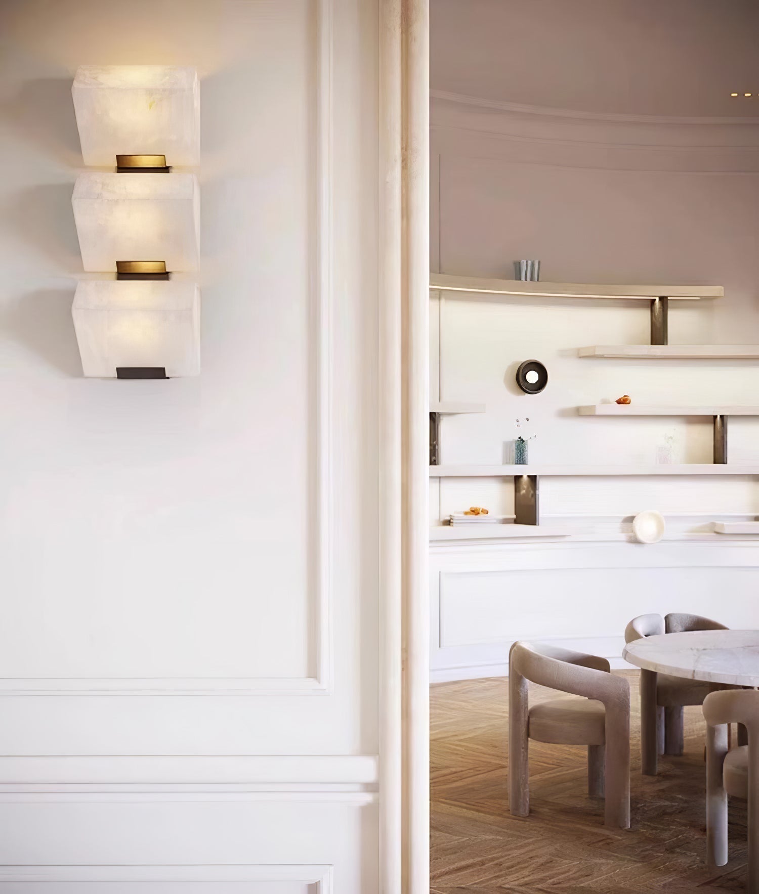 Alabaster Staircase Wall Light, Hardwired Wall Sconce, detail 32