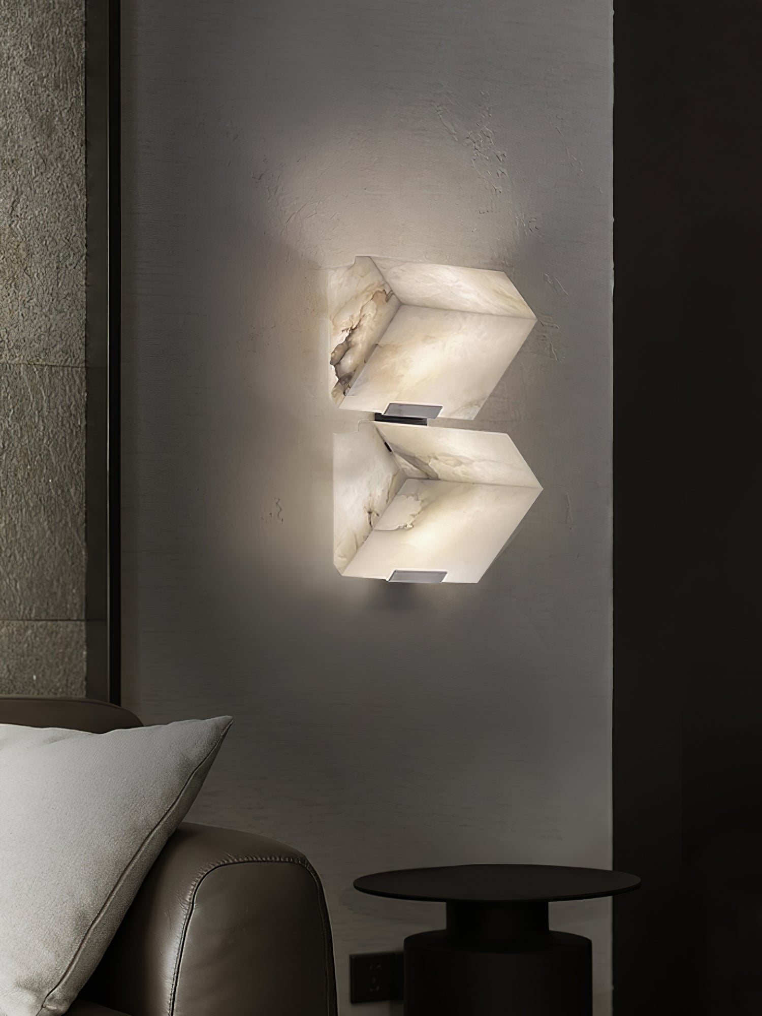 Alabaster Staircase Wall Light, Hardwired Wall Sconce, detail 12