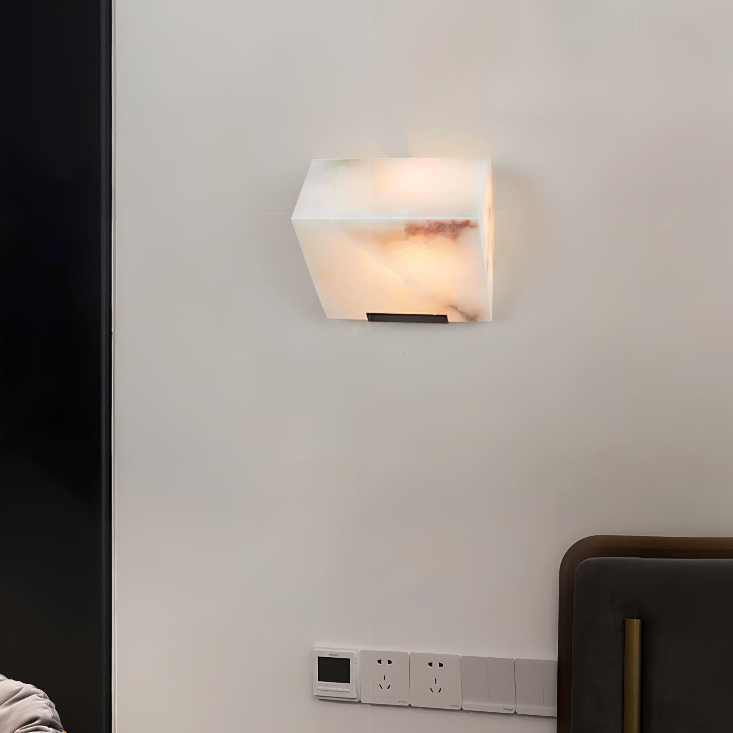 Alabaster Staircase Wall Light, Hardwired Wall Sconce, detail 5