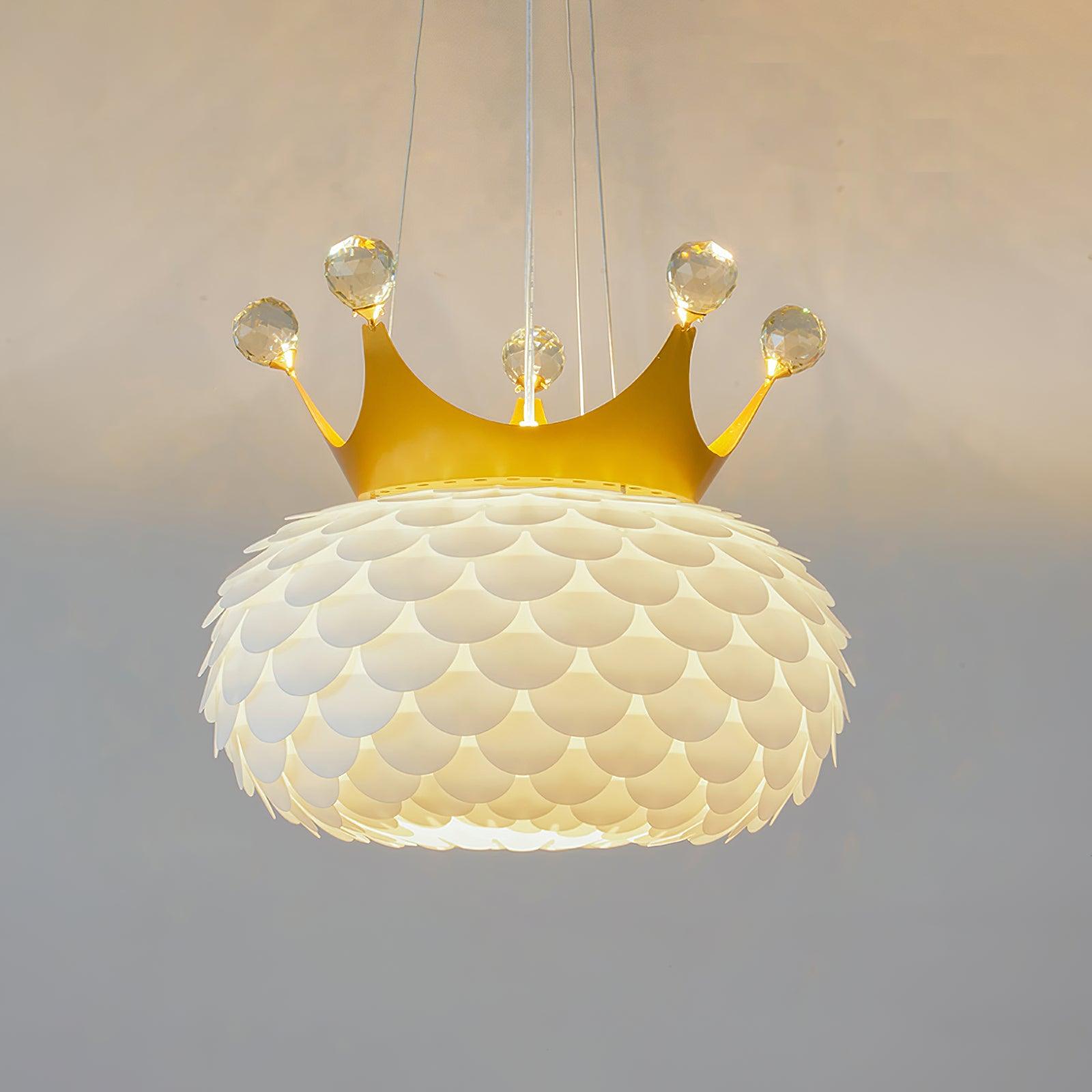 Close-up angle of Aluvia Crown Pendant Lamp showing form and material detail