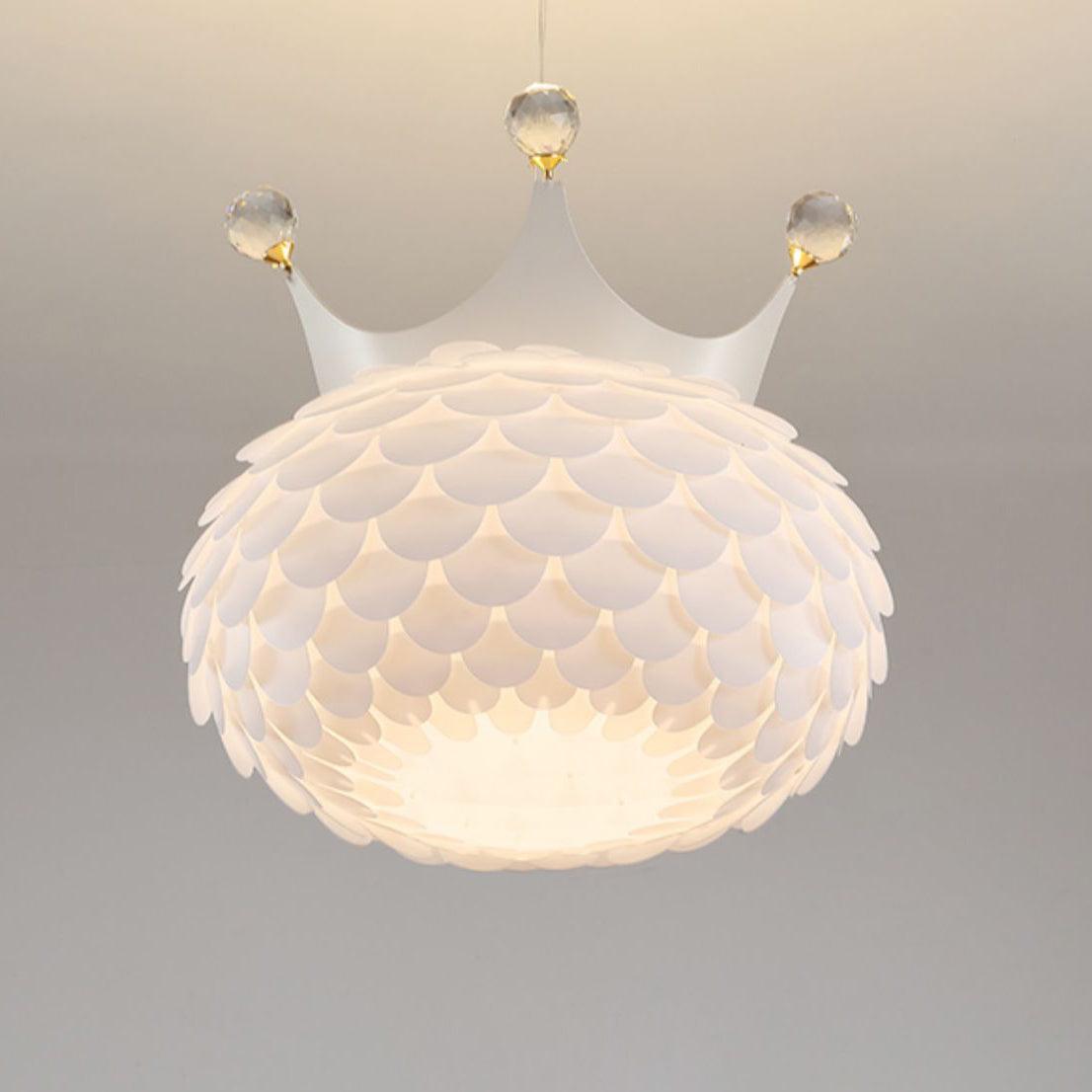 Side view of crystal pendant light for scale and shape reference