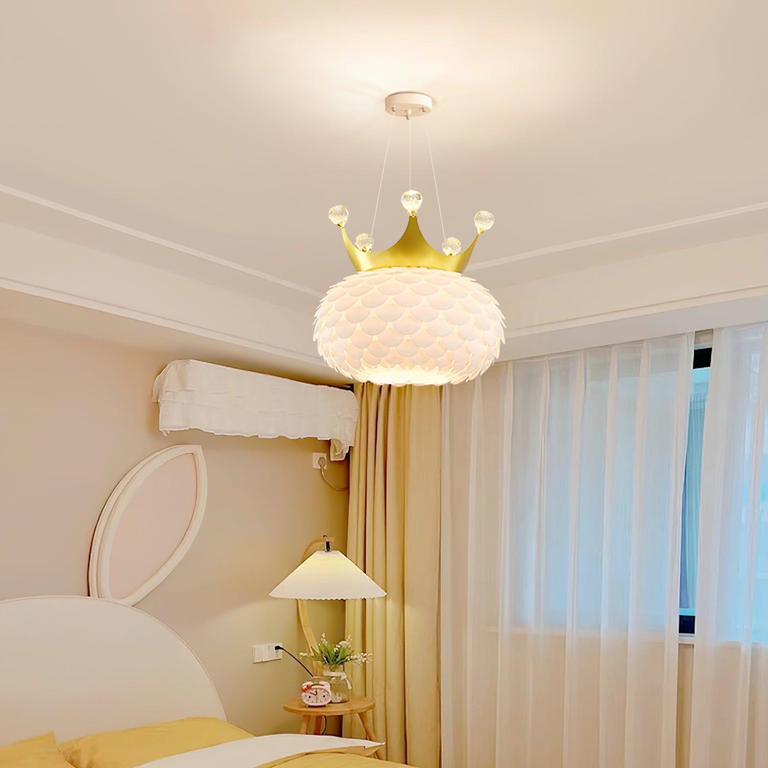 Close-up angle of Aluvia Crown Pendant Lamp showing form and material detail