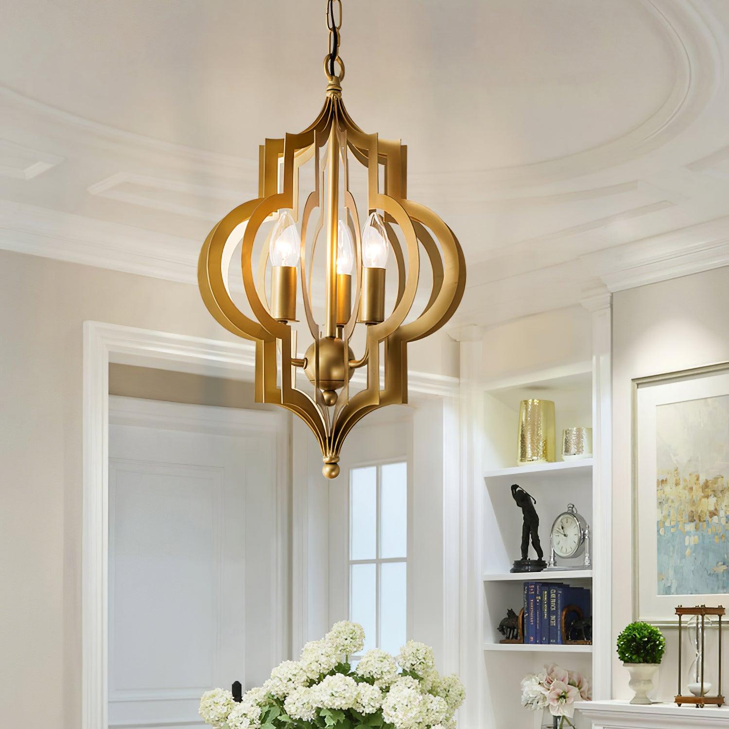 Antique Gold Leaf Lantern Chandelier 12.2
