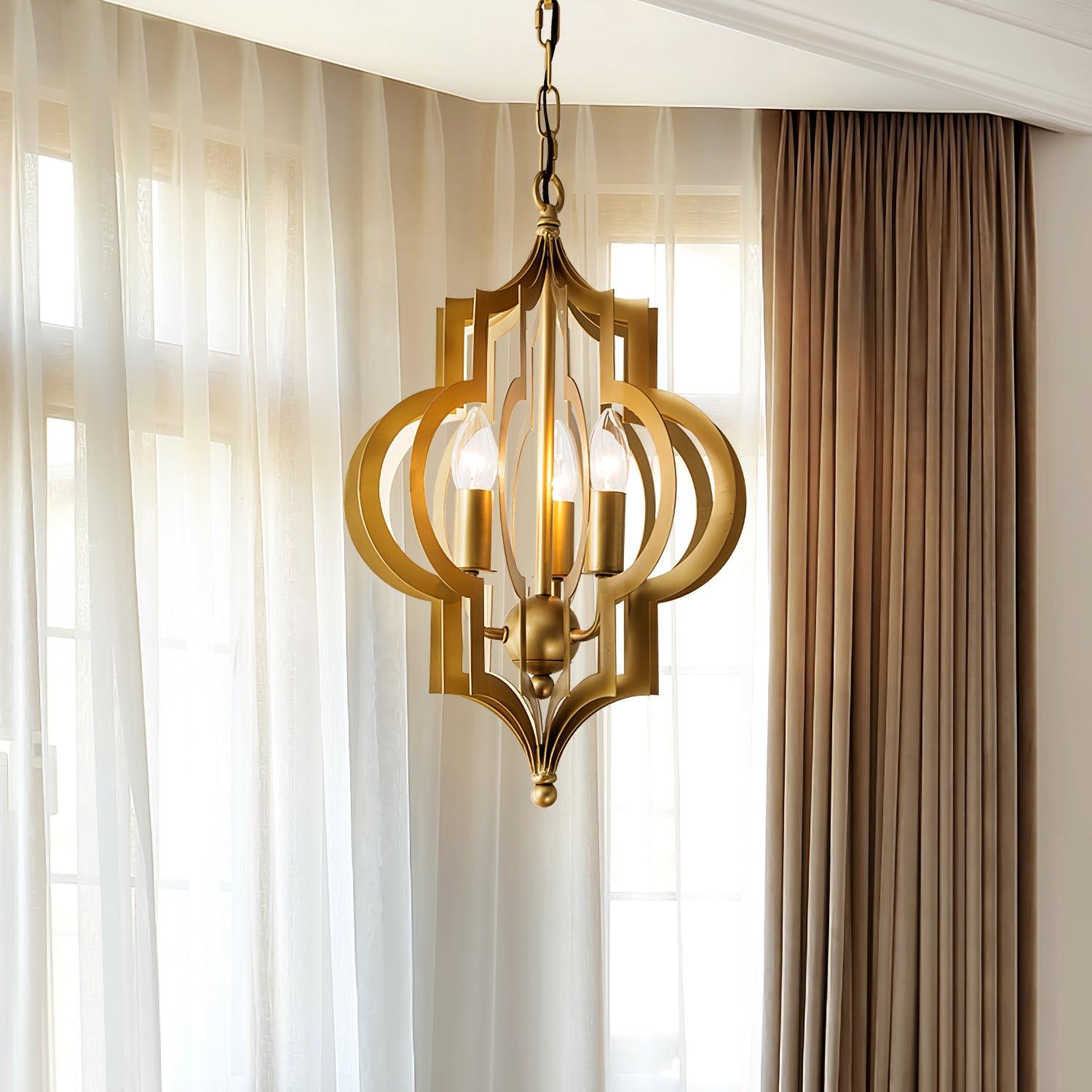 Antique Gold Leaf Lantern Chandelier 12.2