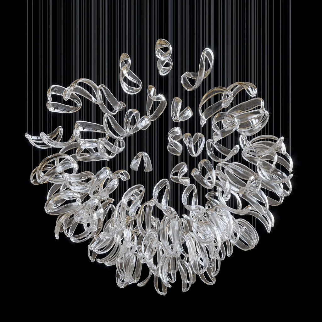 Aqua Ripple Glass Art Customizable Chandelier
