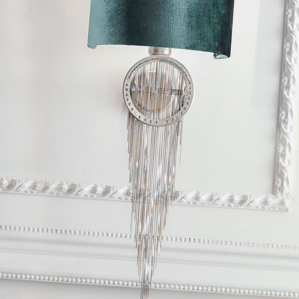 Silver Crystal Velvet Wall Sconce
