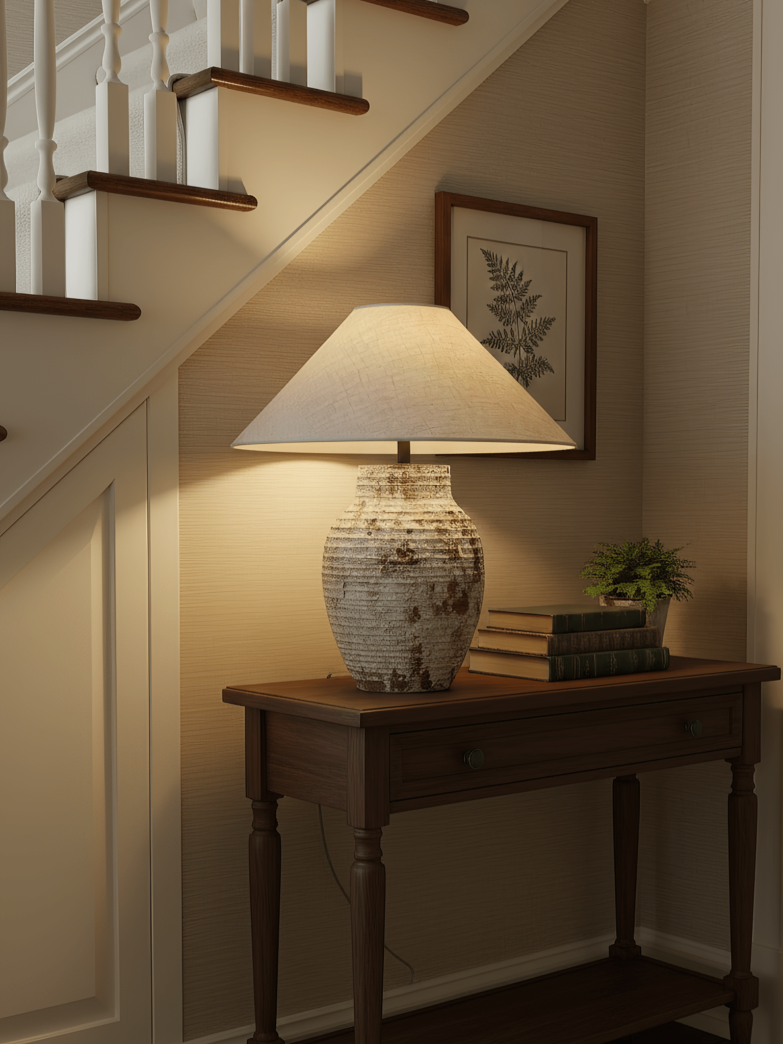 Close-up angle of Arden Textured Clay Table Lamp showing form and material detail