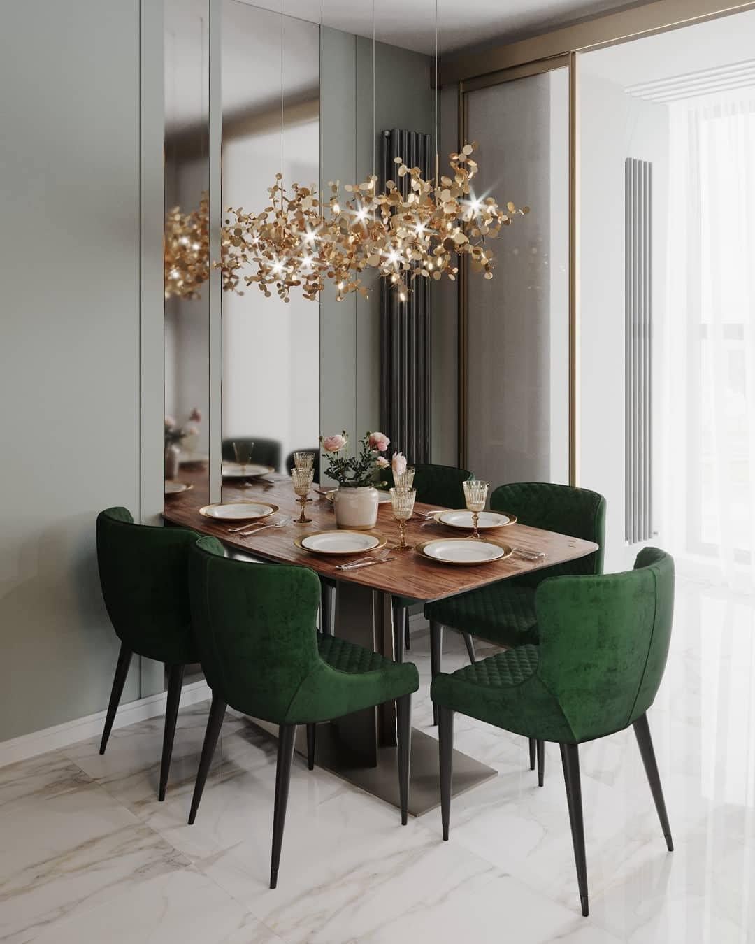 Side view of nickel chandelier for scale and shape reference