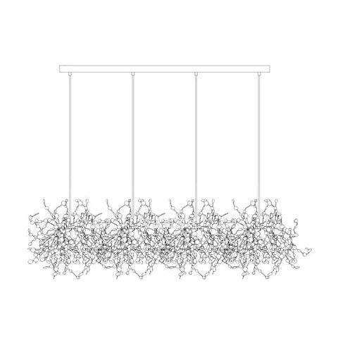Side view of nickel chandelier for scale and shape reference