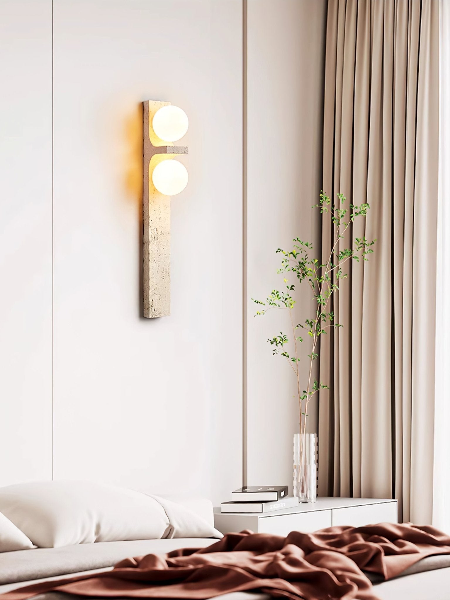 Asymmetrical Travertine Wall Sconce detail view 11