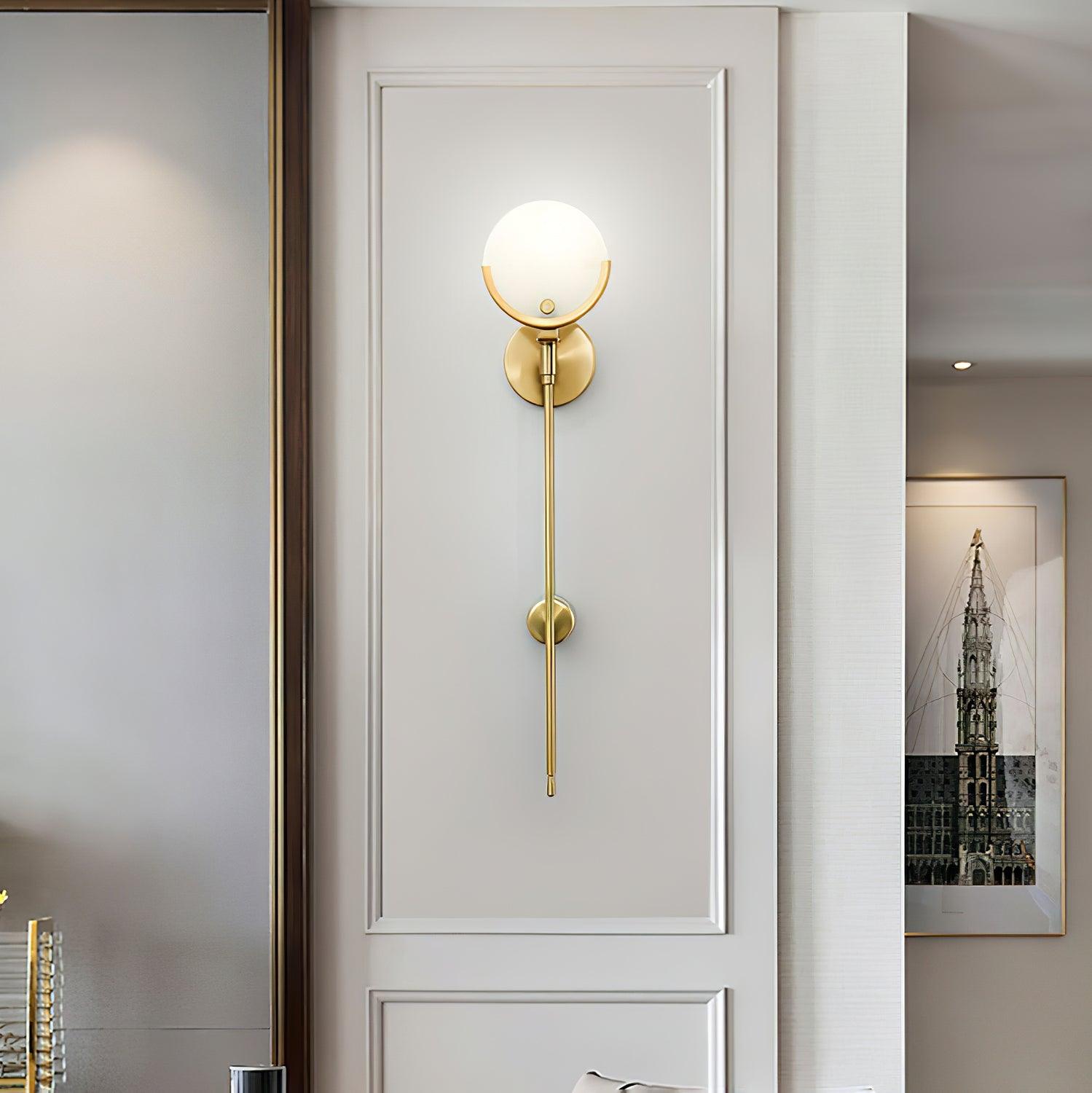Ava Brass Alabaster Wall Light, Hardwired Wall Sconce, detail 50