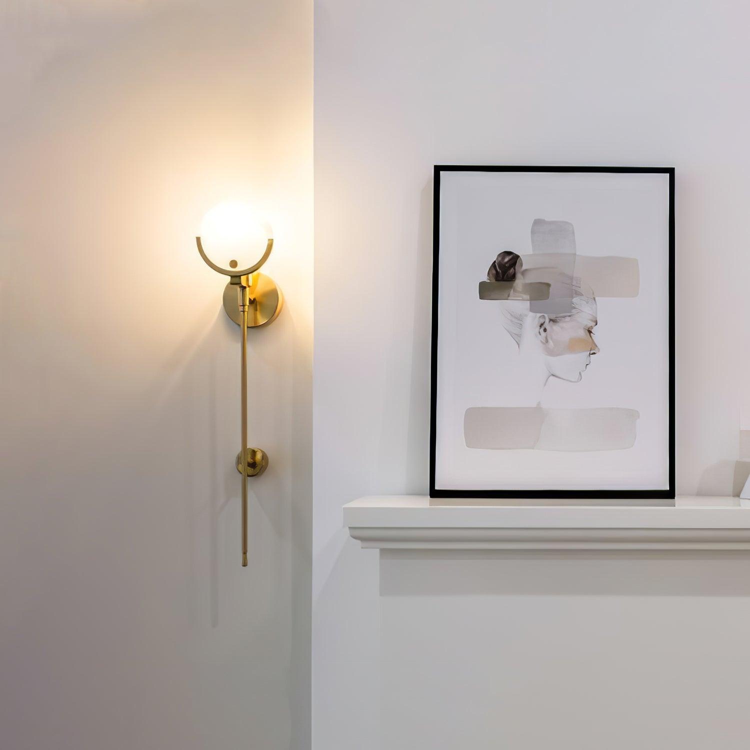 Ava Brass Alabaster Wall Light, Hardwired Wall Sconce, detail 51