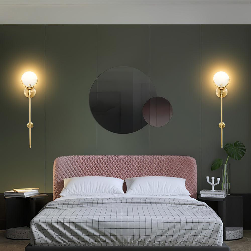 Ava Brass Alabaster Wall Light, Hardwired Wall Sconce, detail 52