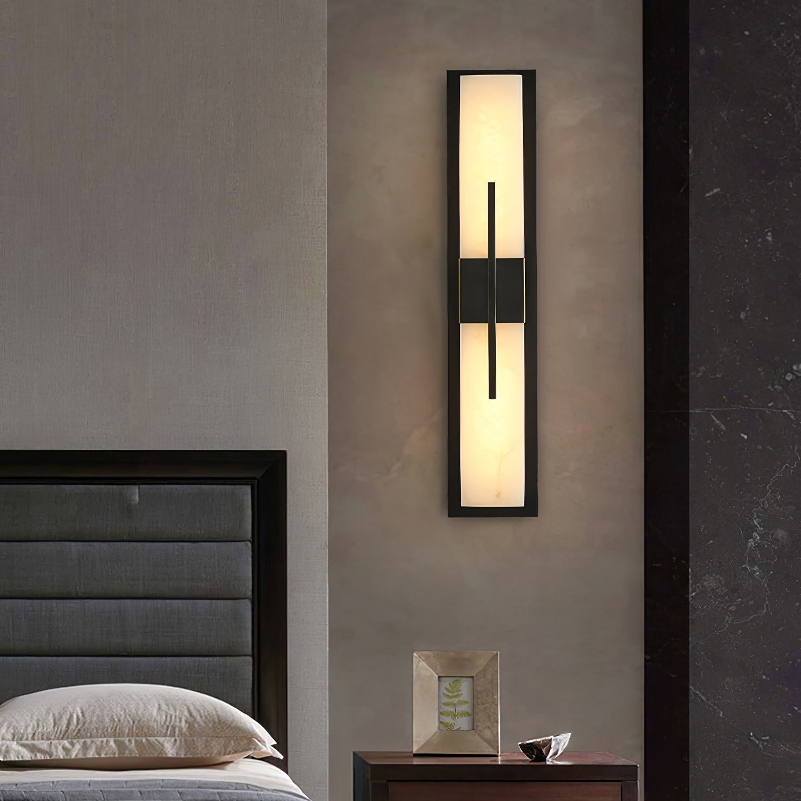 Axis Twin Alabaster Wall Light, Hardwired Wall Sconce, detail 24