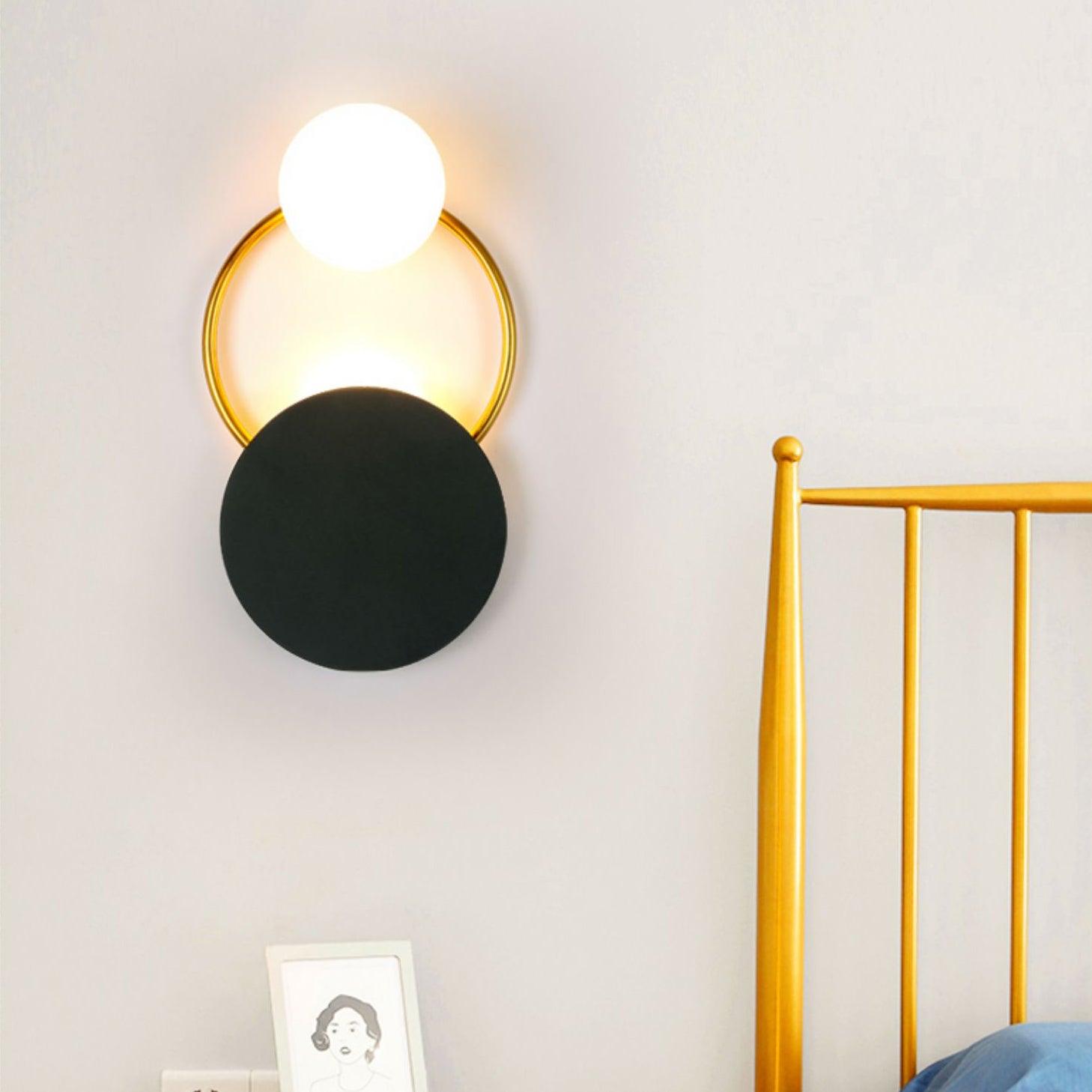 Black Circular Rings Wall Lamp End Table