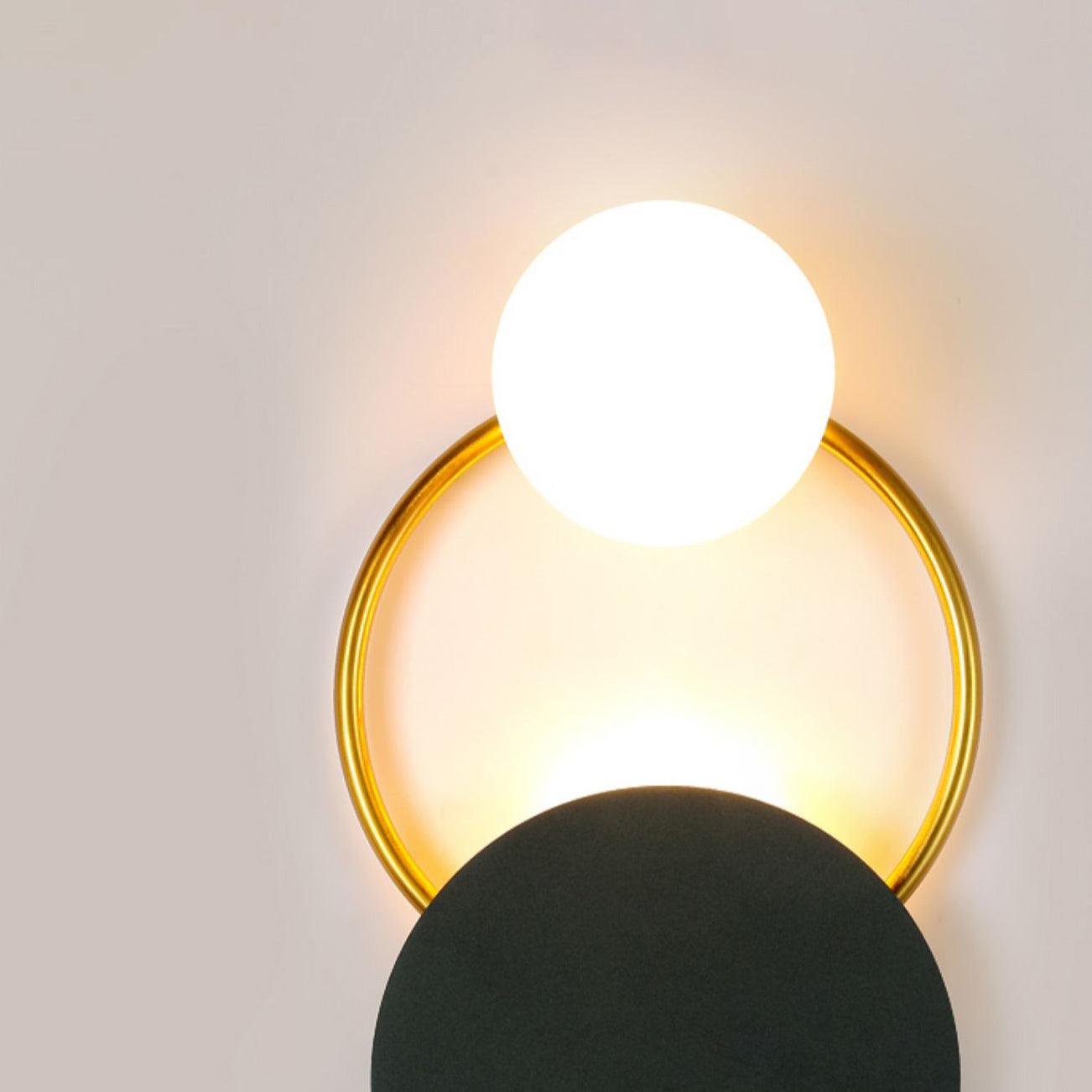Black Circular Rings Wall Lamp End Table
