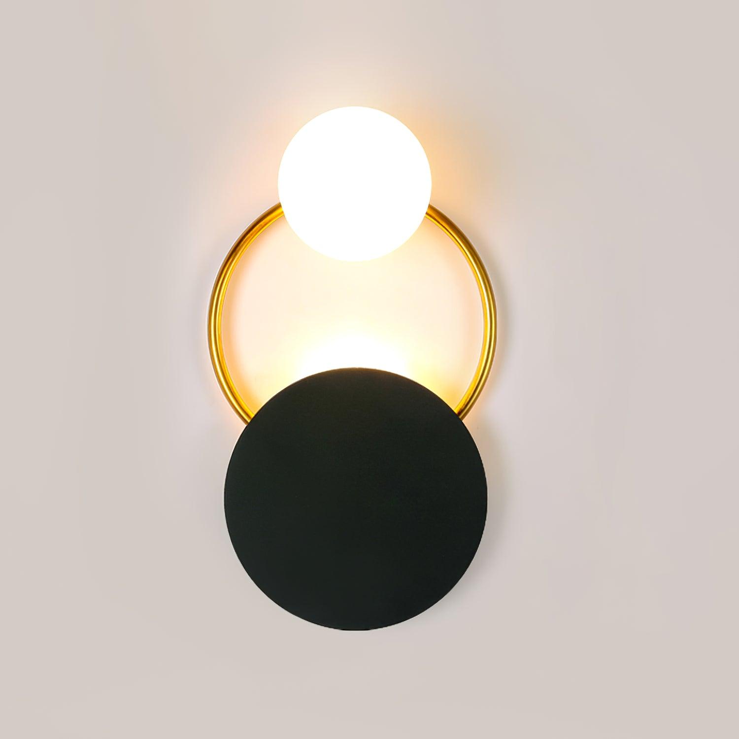 Black Circular Rings Wall Lamp End Table