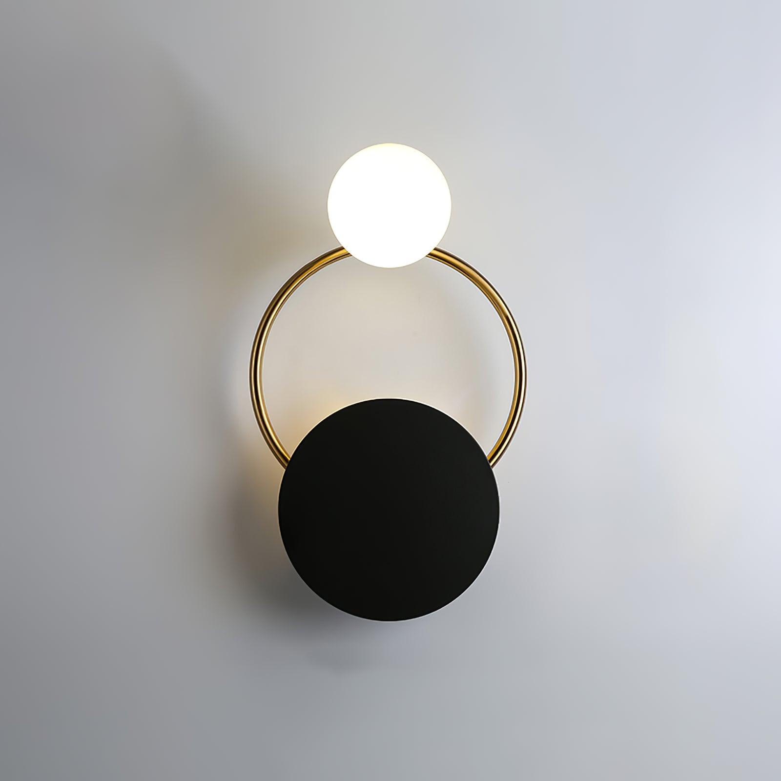 Black Circular Rings Wall Lamp End Table