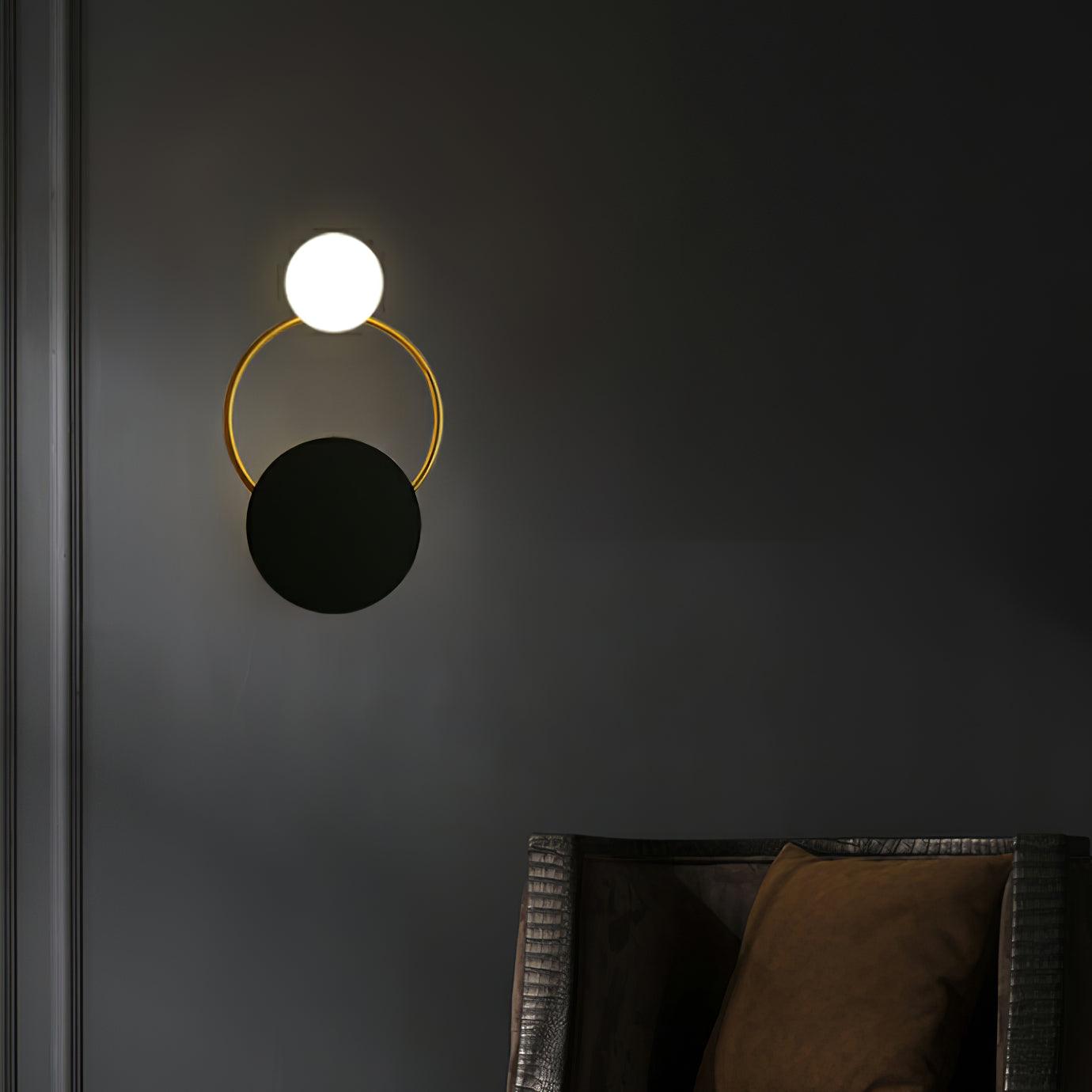 Black Circular Rings Wall Lamp End Table