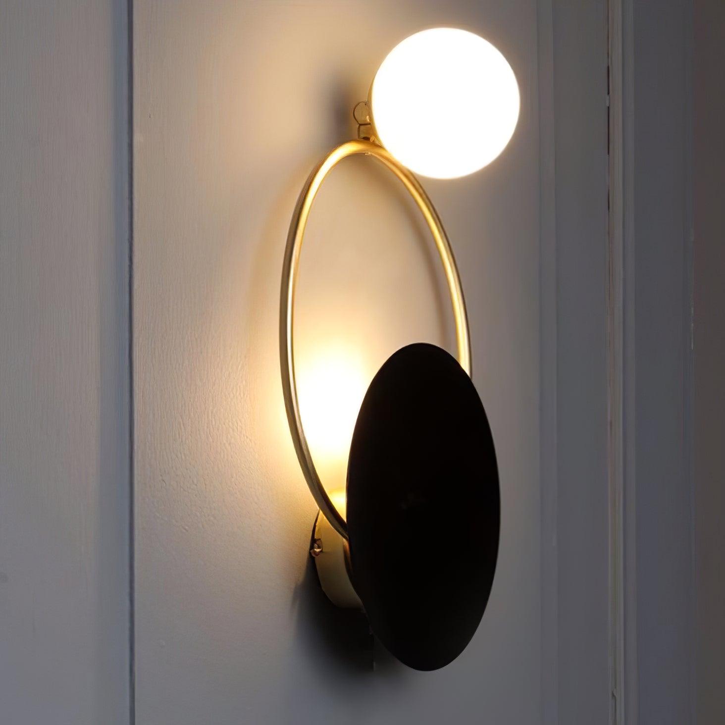 Black Circular Rings Wall Lamp End Table