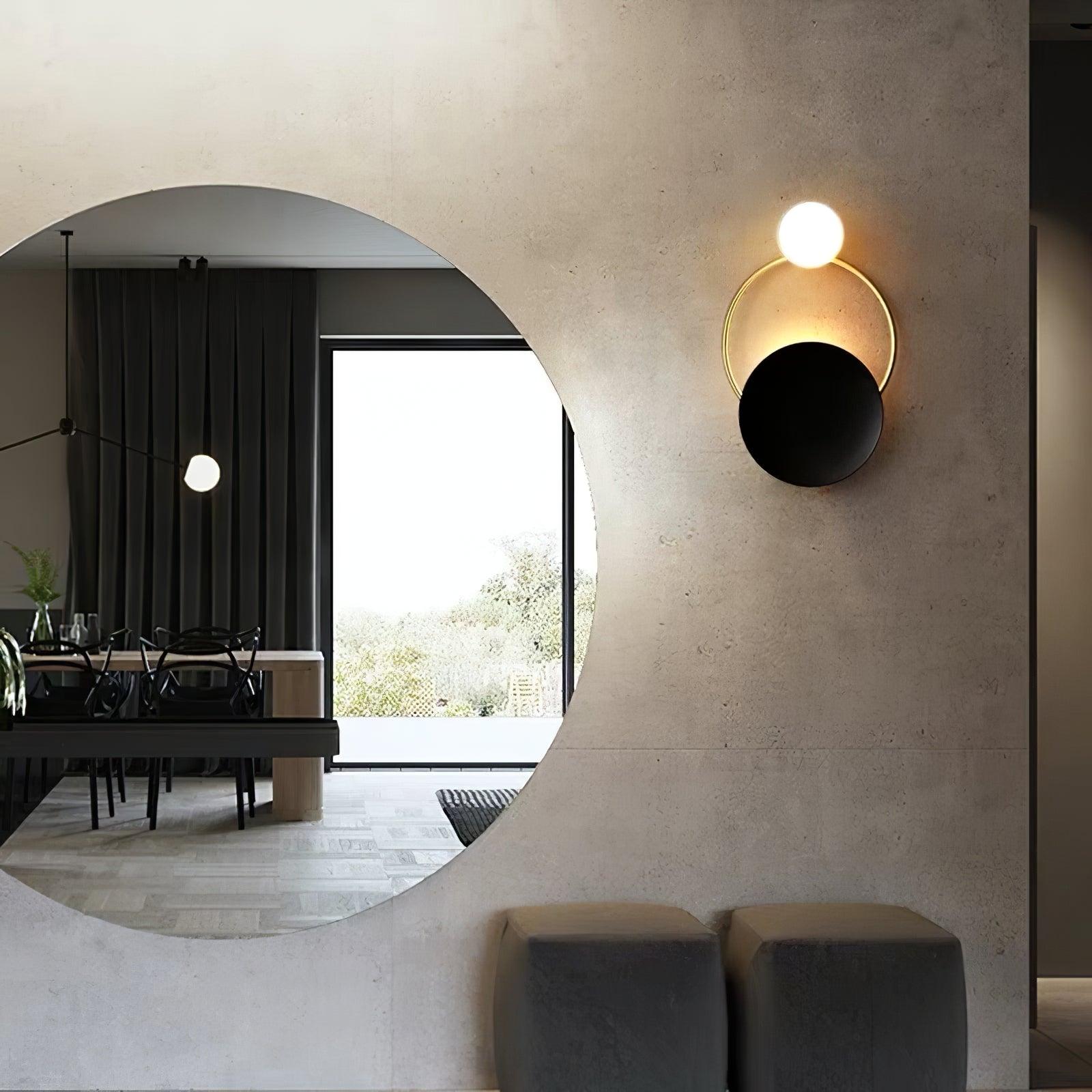 Black Circular Rings Wall Lamp End Table