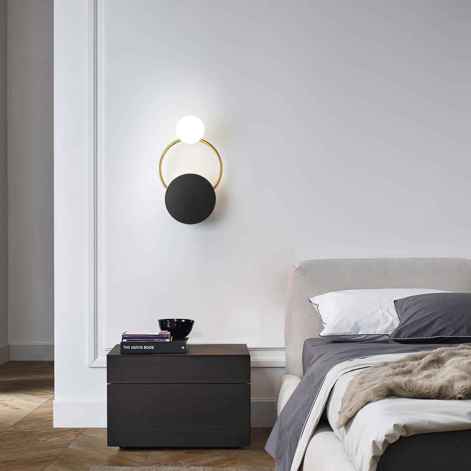 Black Circular Rings Wall Lamp End Table