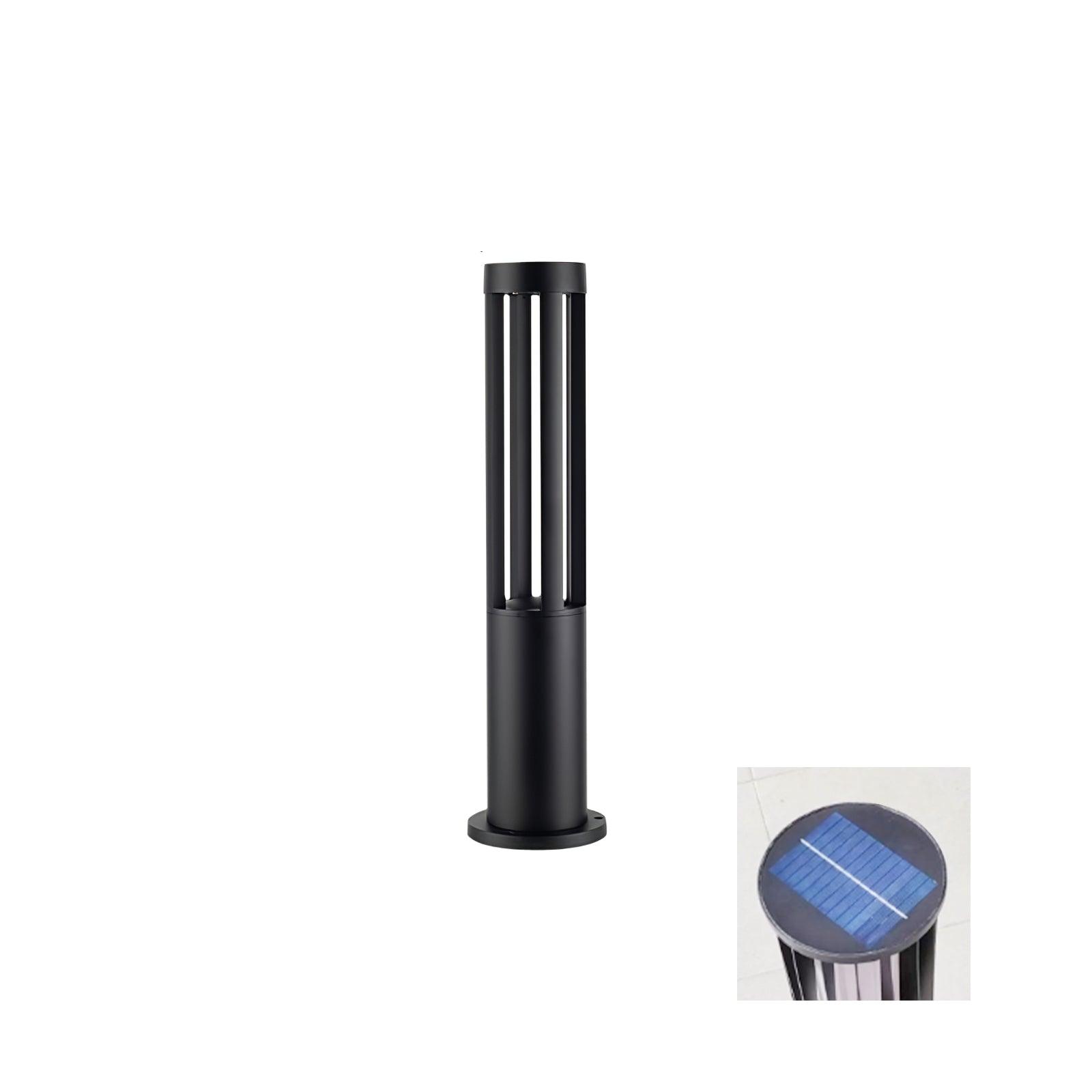 Black Cylindrical Solar Outdoor Post Light detail view 29