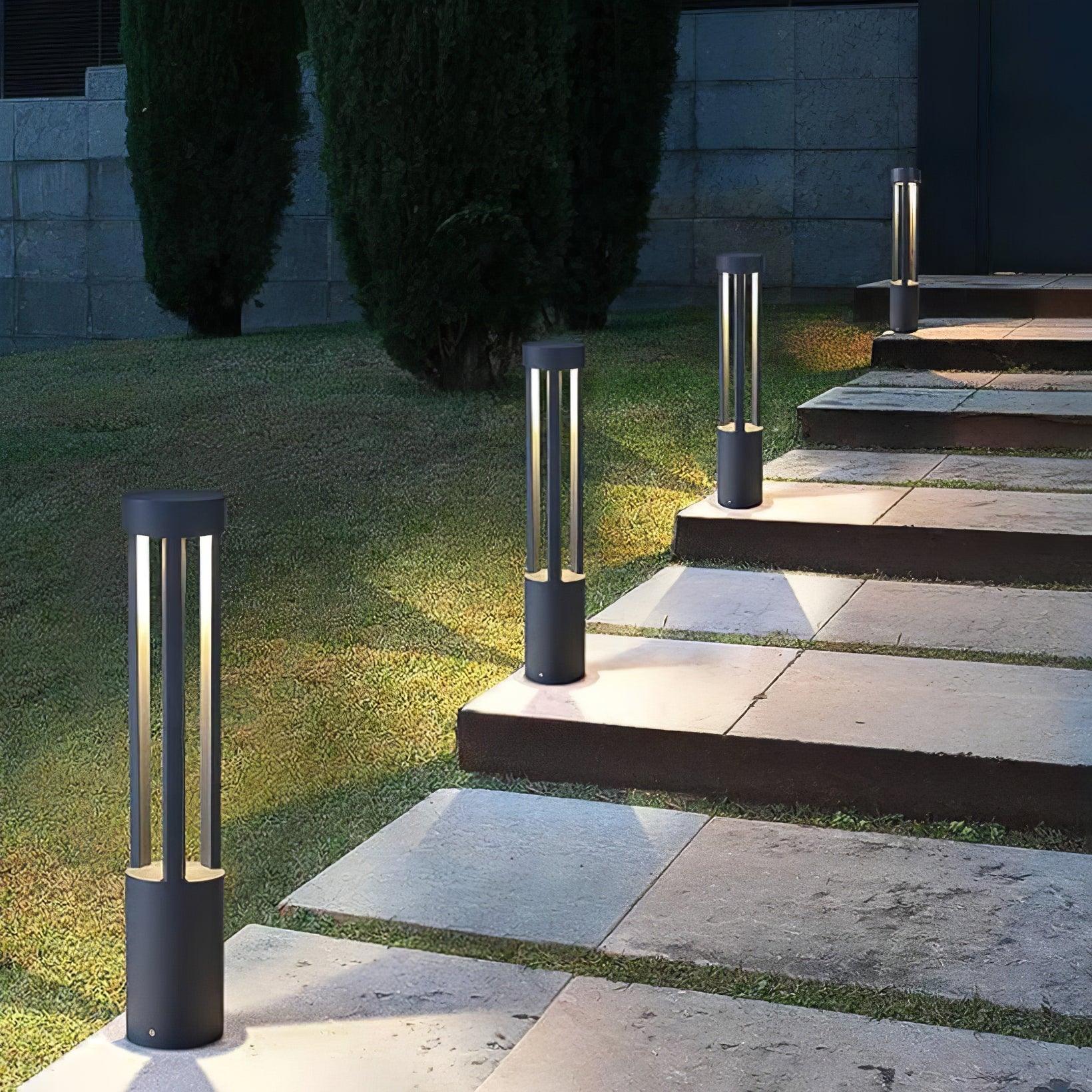 Black Cylindrical Solar Outdoor Post Light Floor Lamp detail view 6