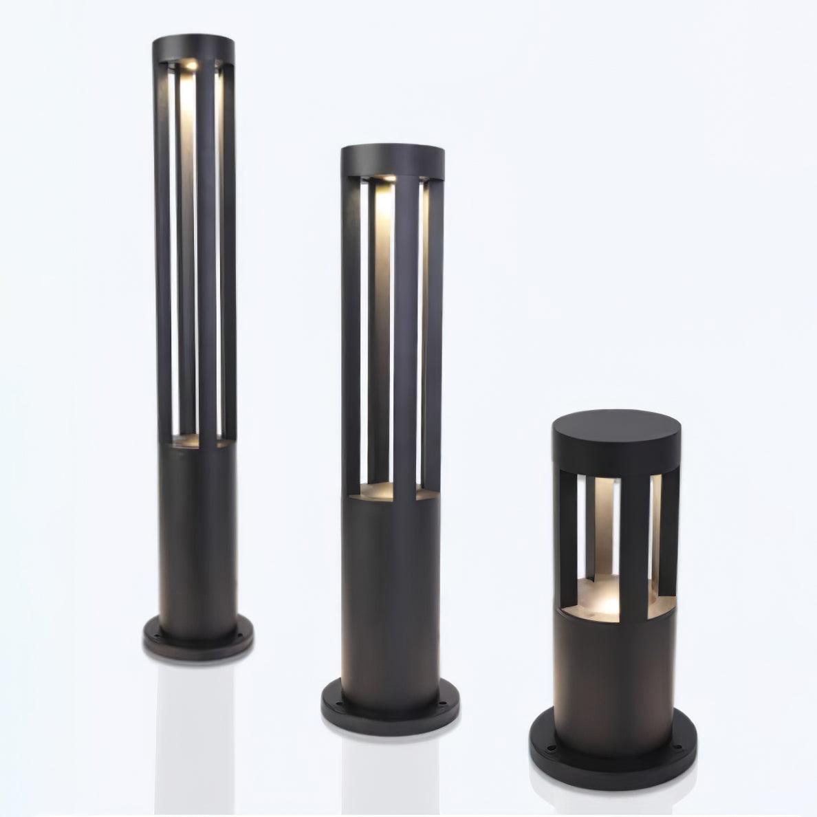 Black Cylindrical Solar Outdoor Post Light Floor Lamp detail view 14